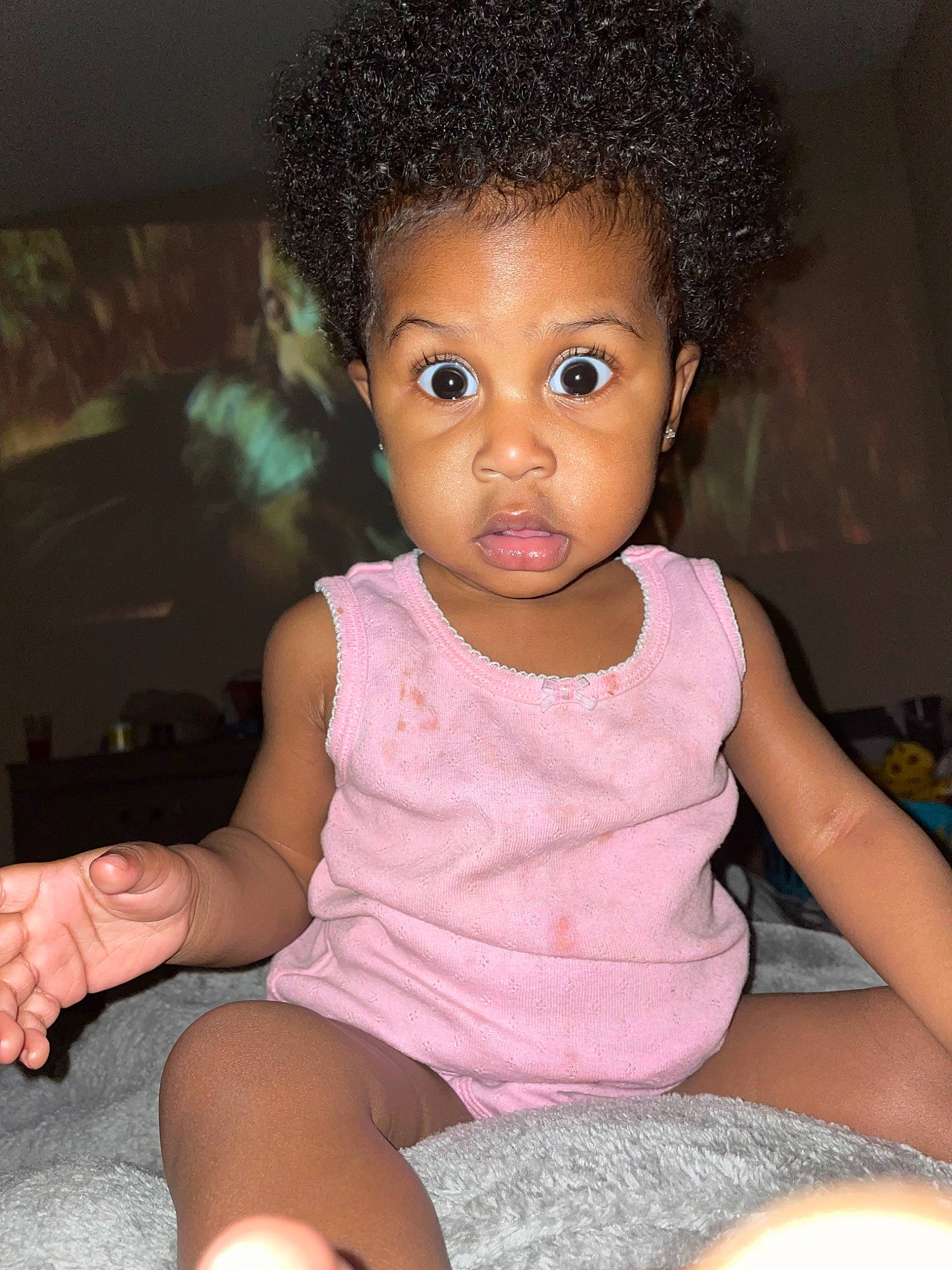 Lovely joined the competition — help win amazing prizes! afro, baby_toddler_clothing, black_hair, cheek, chin, eye, eyebrow, eyelash, facial_expression, hair, hairstyle, jheri_curl, lip, nose, organ, person, pink, ringlet, shorts, skin