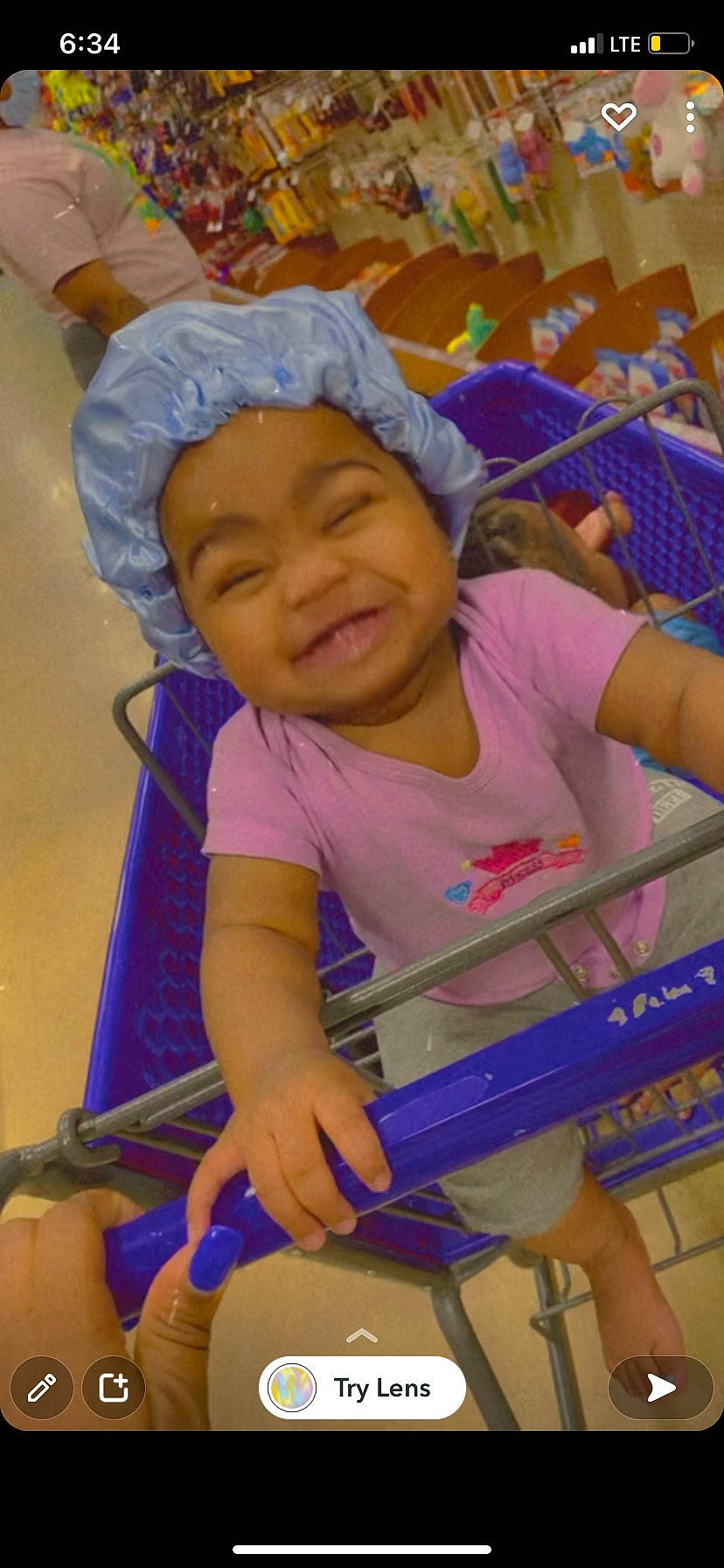 Ava joined the competition — help win amazing prizes! baby, baby_products, blue, cheek, child, electric_blue, facial_expression, fun, happy, headwear, leisure, magenta, mouth, person, play, product, purple, recreation, skin, smile