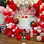 Heaven joined the competition — help win amazing prizes! child, toddler, balloons, strawberry, birthday_banner, party, red_balloon, pink_balloon, white_balloon, balloon_arch, number_one_balloon, wooden_floor, sitting, party_decor, decorations, blocks, party_theme, inflatable_strawberry, celebration, bow