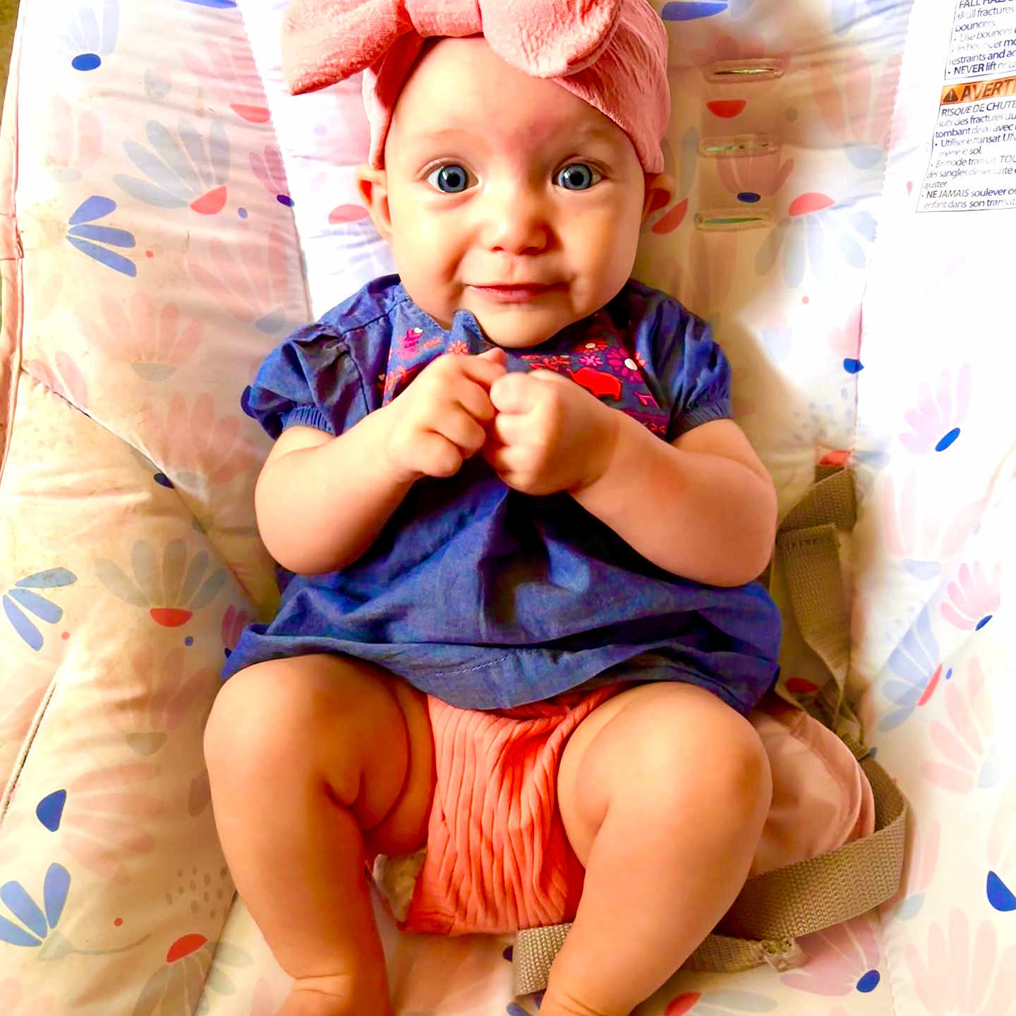 Madeline is registered to the contest to win money with this photo: baby, bed, bodypart, clothing, couch, cushion, dress, face, finger, furniture, hand, hat, head, homedecor, newborn, person, photography, portrait, shorts, sitting