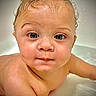 Kingston joined the competition — help win amazing prizes! baby, bath, bath_time, child, childhood, closeup, curly_hair, cute, expression, eyes, face, indoors, infant, naked, person, portrait, skin, water, wet_hair, young