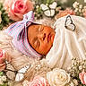 Ahlianice joined the competition — help win amazing prizes! baby, blanket, butterflies, closeup, cute, delicate, floral_arrangement, flowers, headband, infant, nature, newborn, peaceful, portrait, resting, roses, serene, sleeping, soft_texture, wrapped