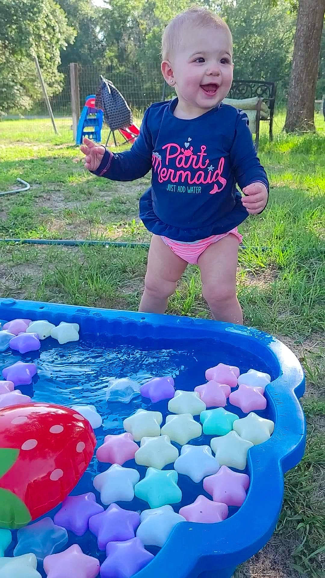 Delilah joined the competition — help win amazing prizes! baby_toddler_clothing, blue, botany, fun, grass, green, happy, leaf, leisure, light, nature, people, people_in_nature, person, photograph, pink, plant, red, summer, tree