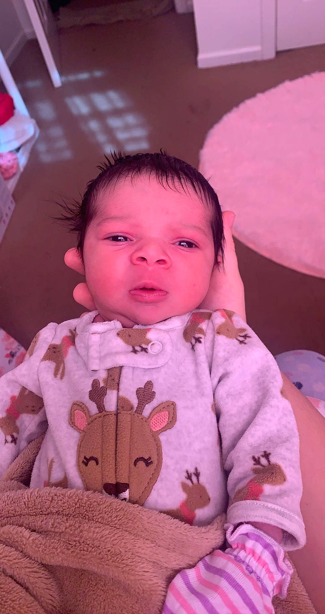 Kinzlee joined the competition — help win amazing prizes! baby, baby_toddler_clothing, cheek, child, chin, eye, eyelash, hair, happy, iris, linens, lip, magenta, neck, nose, outerwear, person, pink, skin, sleeve