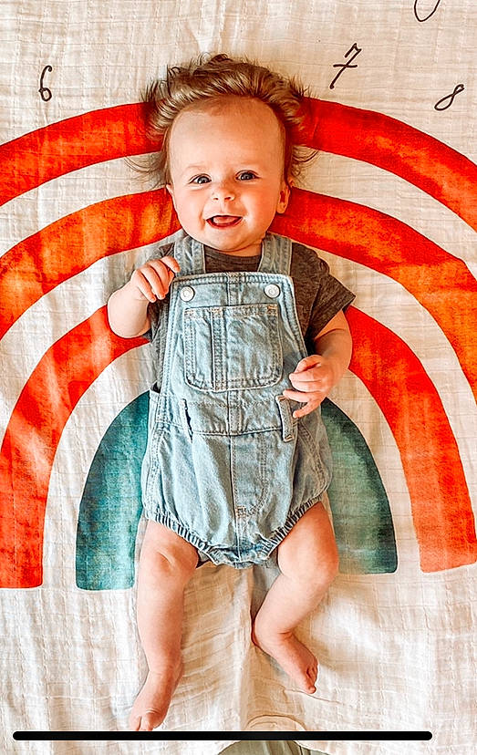 Luca is registered to the contest to win money with this photo: baby_toddler_clothing, barefoot, child, dress, eye, fashion, foot, fun, hairstyle, happy, head, human_leg, pattern, person, skin, sleeve, smile, standing, t_shirt, thigh