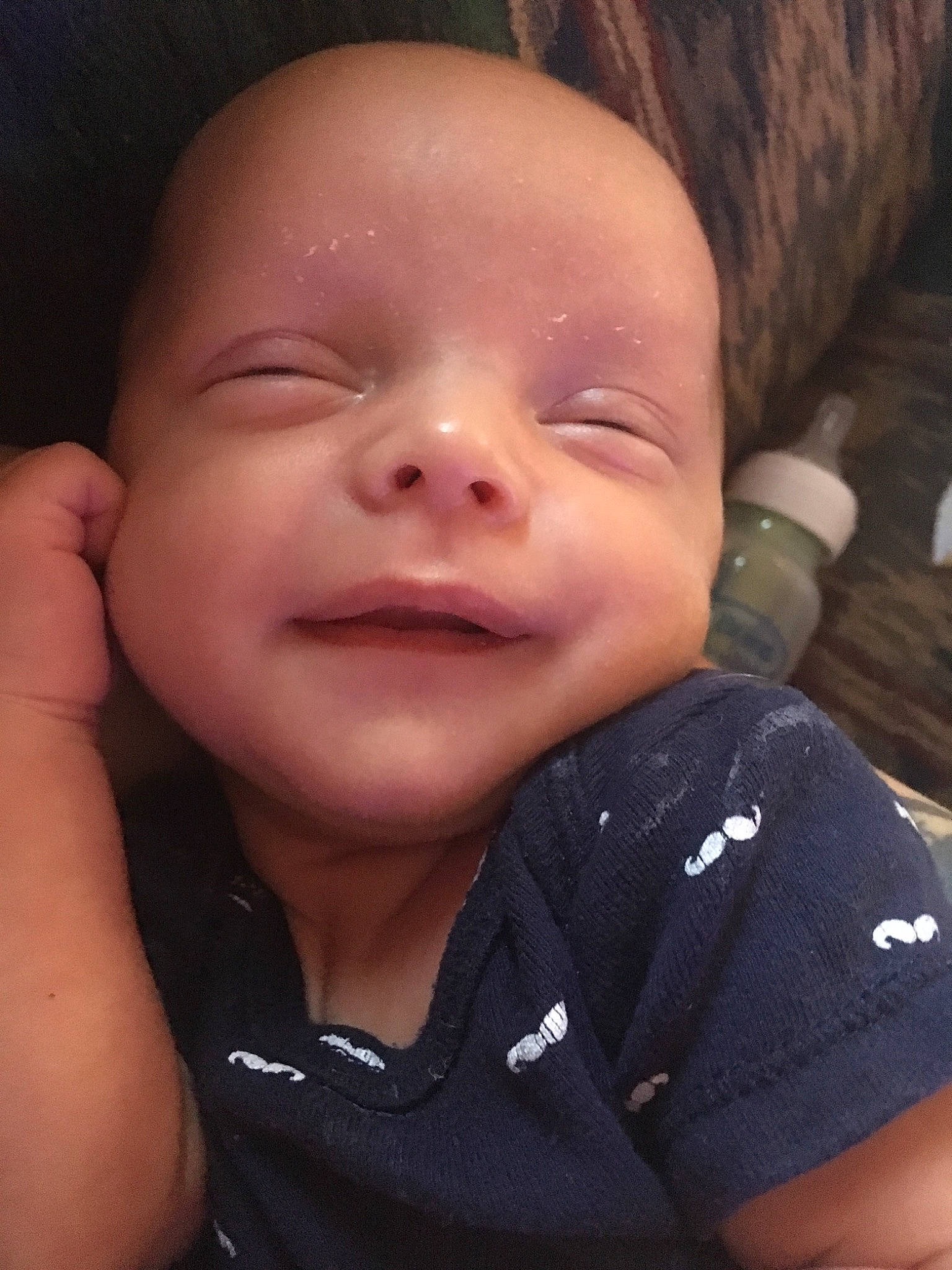 Finnley is registered to the contest to win money with this photo: baby, baby_making_funny_faces, cheek, child, chin, ear, eye, face, facial_expression, finger, forehead, happy, head, laugh, lip, mouth, nose, person, skin, smile