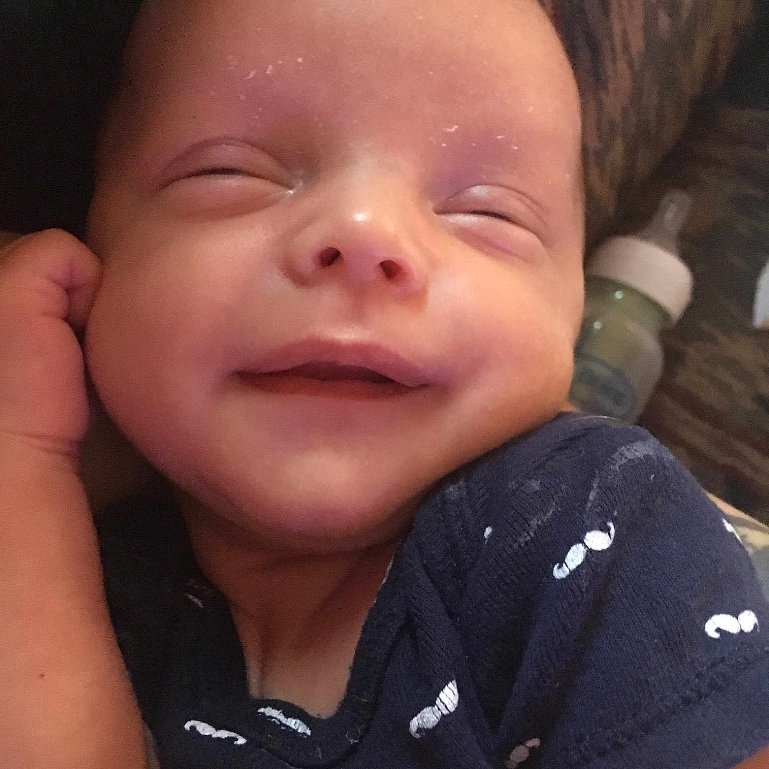Finnley is registered to the contest to win money with this photo: baby, baby_making_funny_faces, cheek, child, chin, ear, eye, face, facial_expression, finger, forehead, happy, head, laugh, lip, mouth, nose, person, skin, smile