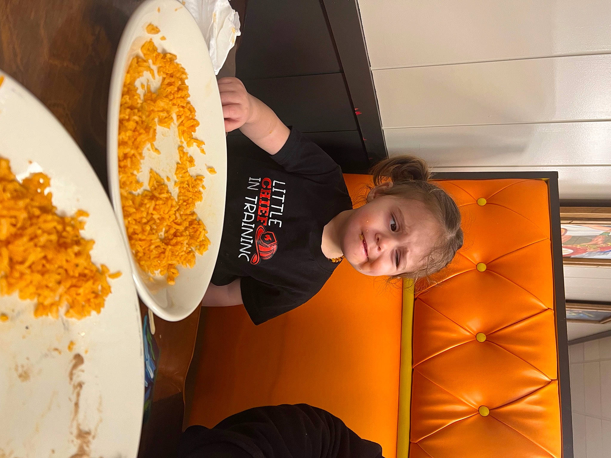 Elizabeth joined the competition — help win amazing prizes! amber, breakfast, ceiling, comfort_food, cuisine, dish, fast_food, food, ingredient, mixture, orange, person, plate, recipe, sweetness, t_shirt, tableware