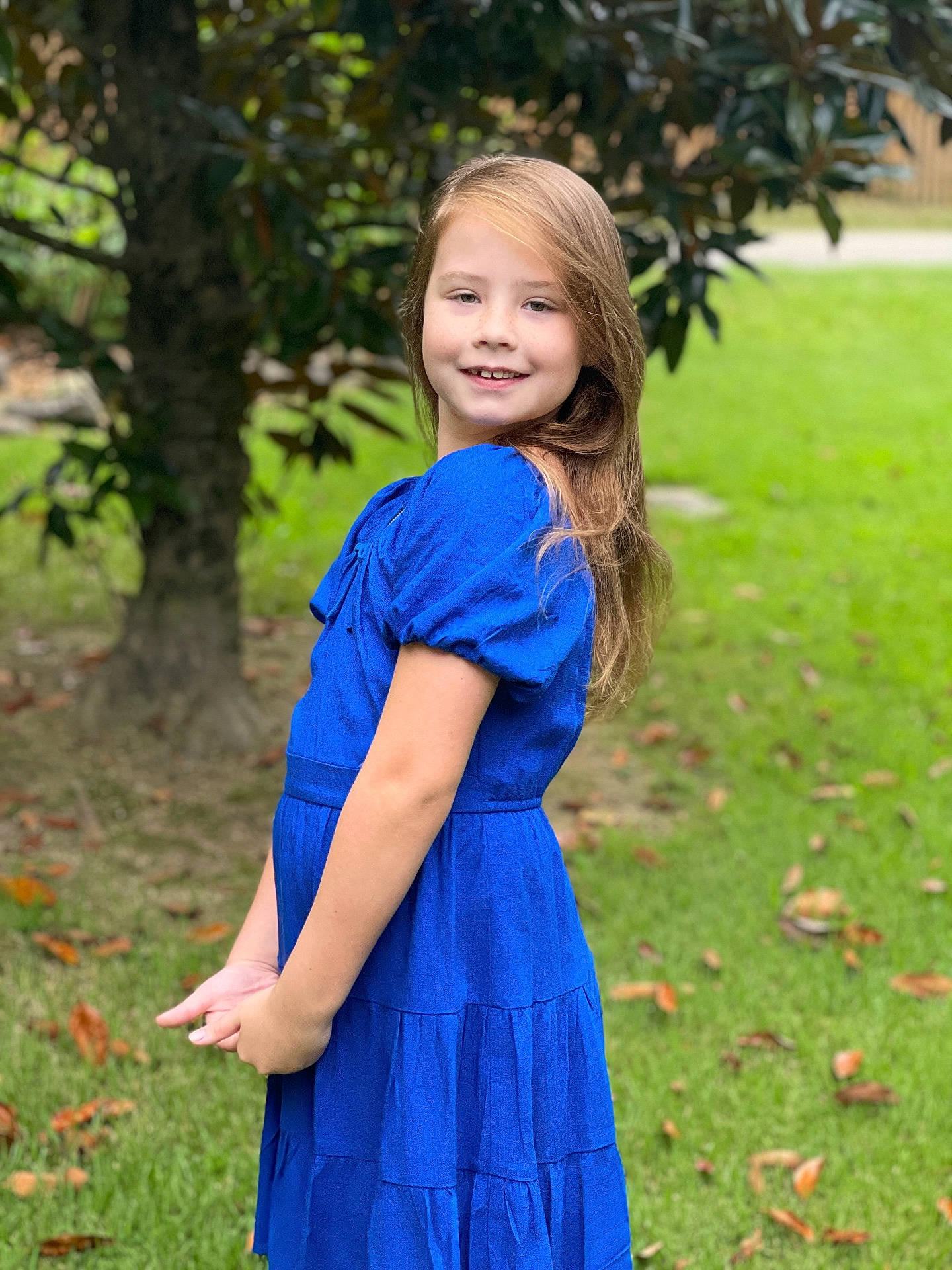 Sydney joined the competition — help win amazing prizes! child, clothing, dress, eveningdress, face, female, formalwear, girl, grass, happy, head, lawn, nature, outdoors, person, photography, plant, portrait, sleeve, smile