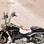 baby, newborn, motorcycle, harley_davidson, black, white_brick_wall, blanket, sleeping, chrome, engine, wheel, handlebars, seat, shadow, indoor, cute, peaceful, small, infant, vehicle