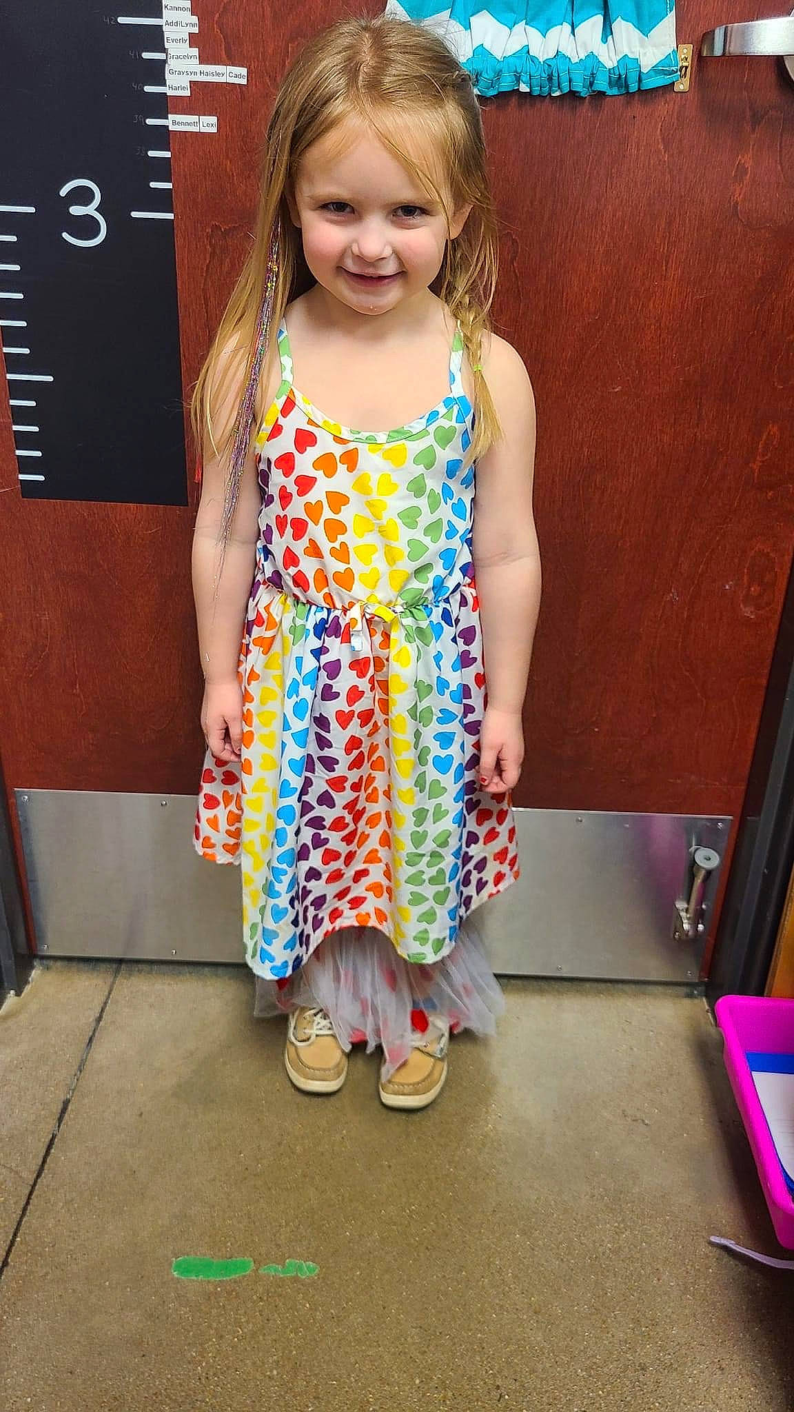 Haisley joined the competition — help win amazing prizes! baby_toddler_clothing, blond, brown_hair, child, day_dress, dress, electric_blue, fashion_design, fun, happy, joy, magenta, one_piece_garment, pattern, peach, person, shoe, sleeve, smile, t_shirt