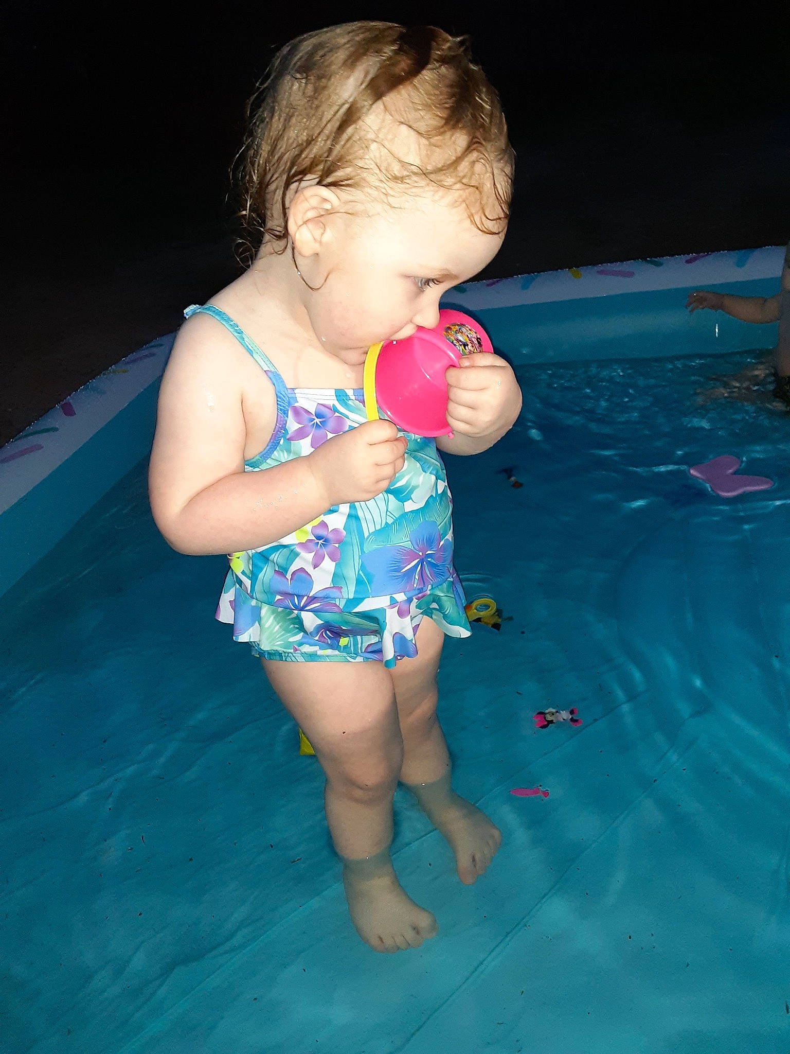 Leela is registered to the contest to win money with this photo: arm, azure, baby, baby_playing_with_toys, baby_toddler_clothing, barefoot, bathing, child, electric_blue, finger, fun, happy, leisure, person, pink, play, product, recreation, skin, toddler