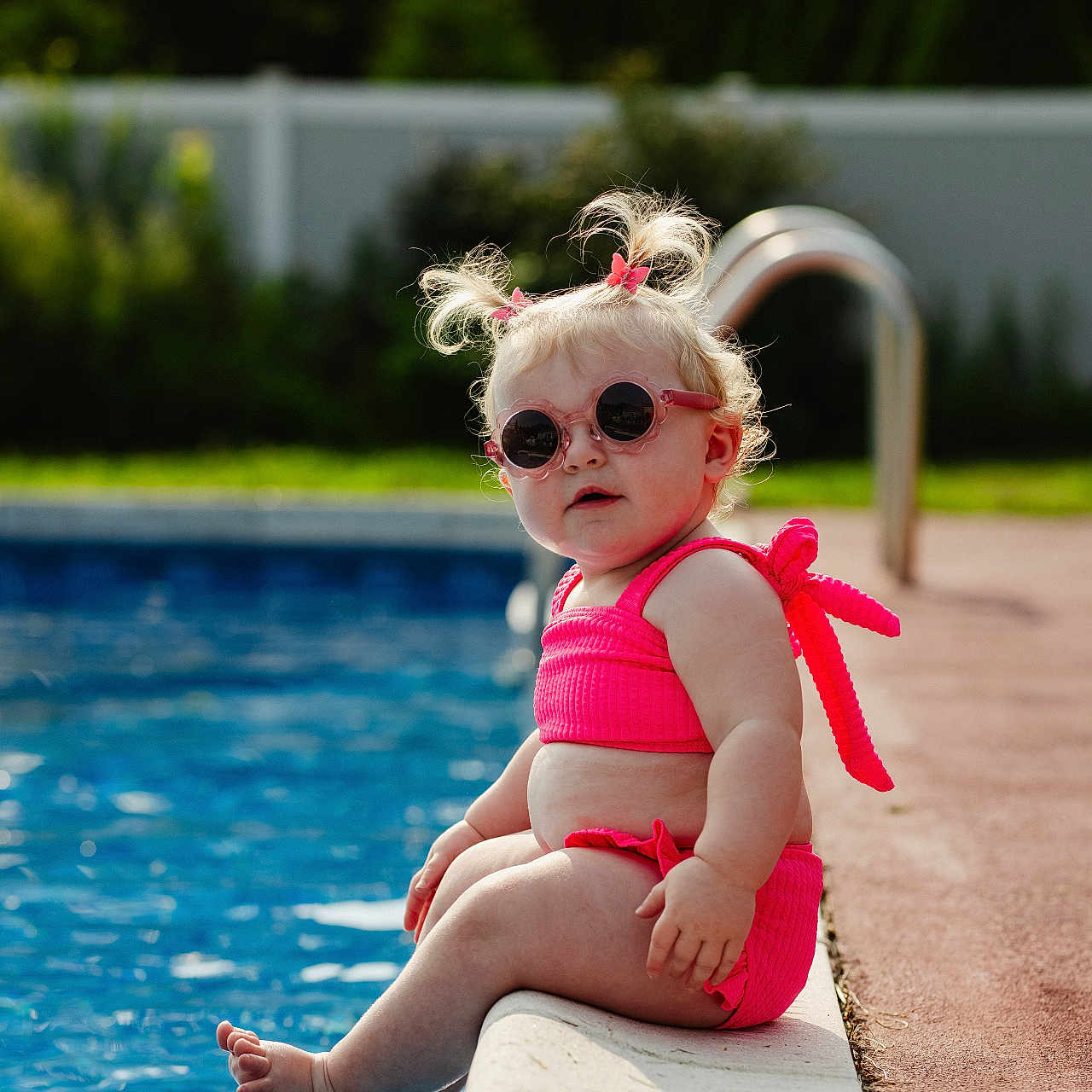 Veda joined the competition — help win amazing prizes! accessories, baby, back, bikini, bodypart, clothing, face, finger, hand, handrail, head, person, photography, pool, portrait, summer, sunglasses, swimmingpool, swimwear, water