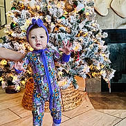 Adalyne joined the competition — help win amazing prizes! toddler, child, christmas_tree, holiday, decorations, stockings, floor, headband, pajamas, socks, indoor, festive, lights, pine_tree, winter, home, cute, celebration, smiling, family