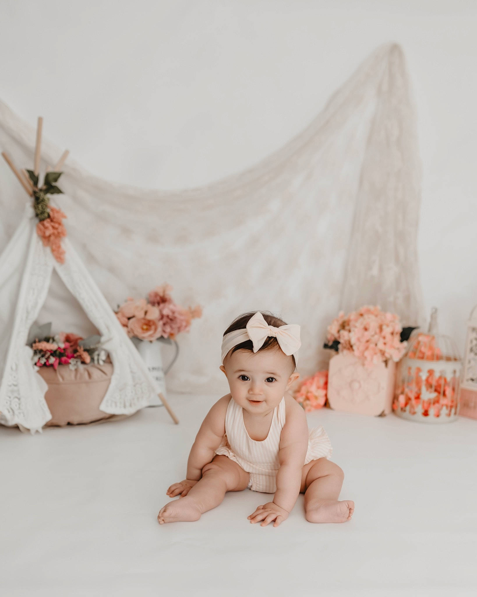 Aleenah is registered to the contest to win money with this photo: baby, baby_products, baby_toddler_clothing, bedding, child, comfort, event, fashion_accessory, flooring, font, happy, headwear, joy, linens, pattern, peach, person, pink, room, sitting
