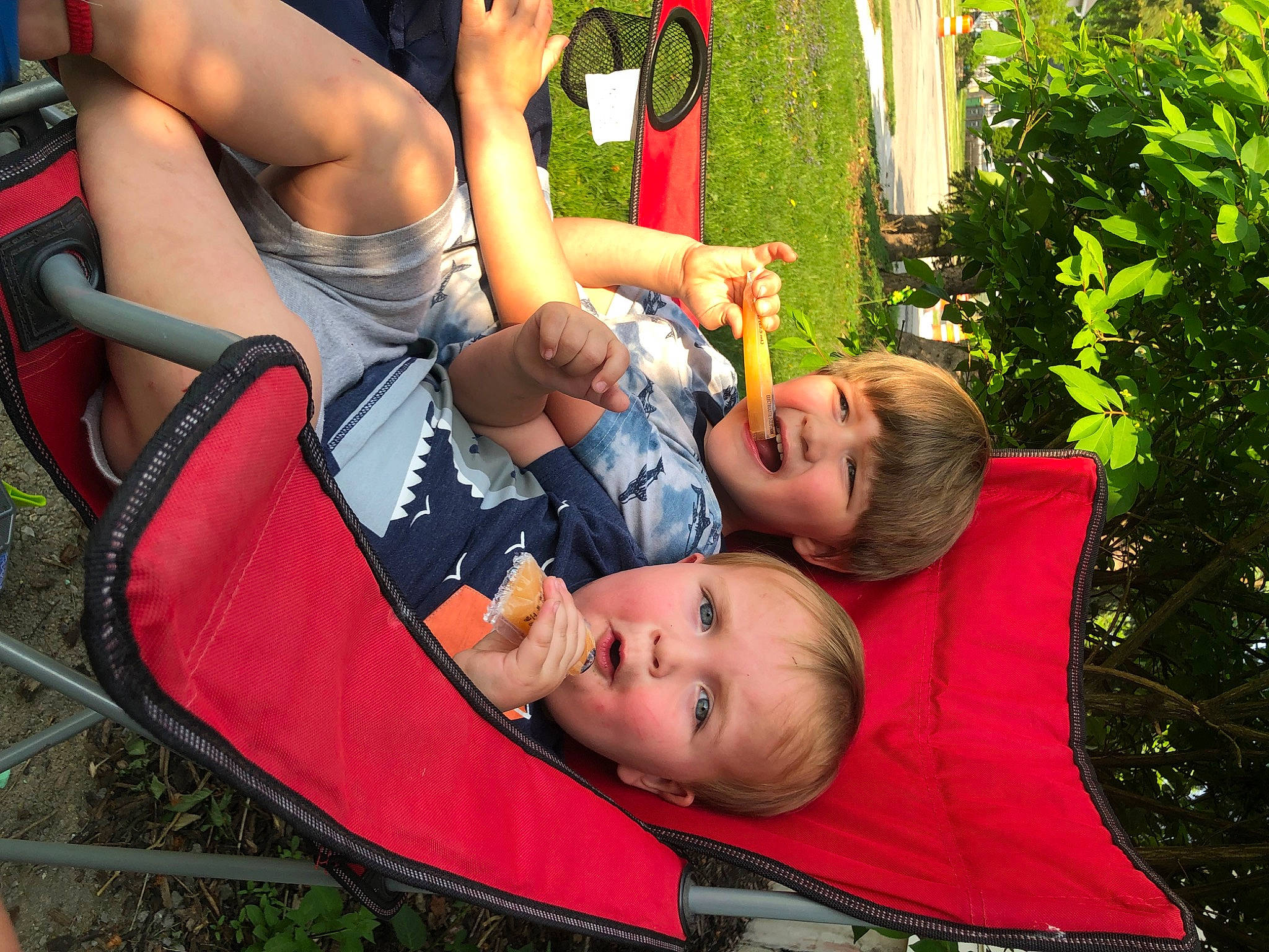Soren joined the competition — help win amazing prizes! baby, baby_products, chair, child, comfort, event, fun, grass, happy, joint, leisure, people_in_nature, person, plant, play, recreation, shorts, sitting, toddler, tree