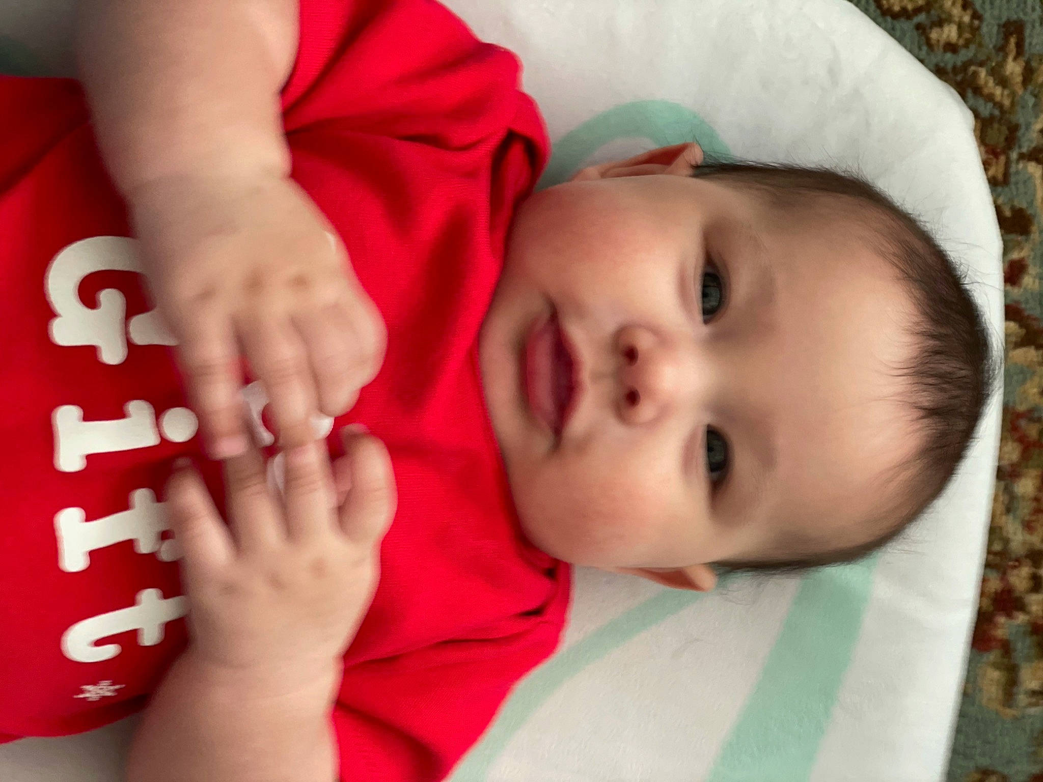 Gatsby joined the competition — help win amazing prizes! baby, baby_toddler_clothing, bracelet, carmine, cheek, child, finger, linens, lip, nail, nightwear, person, thumb, toddler, wrist