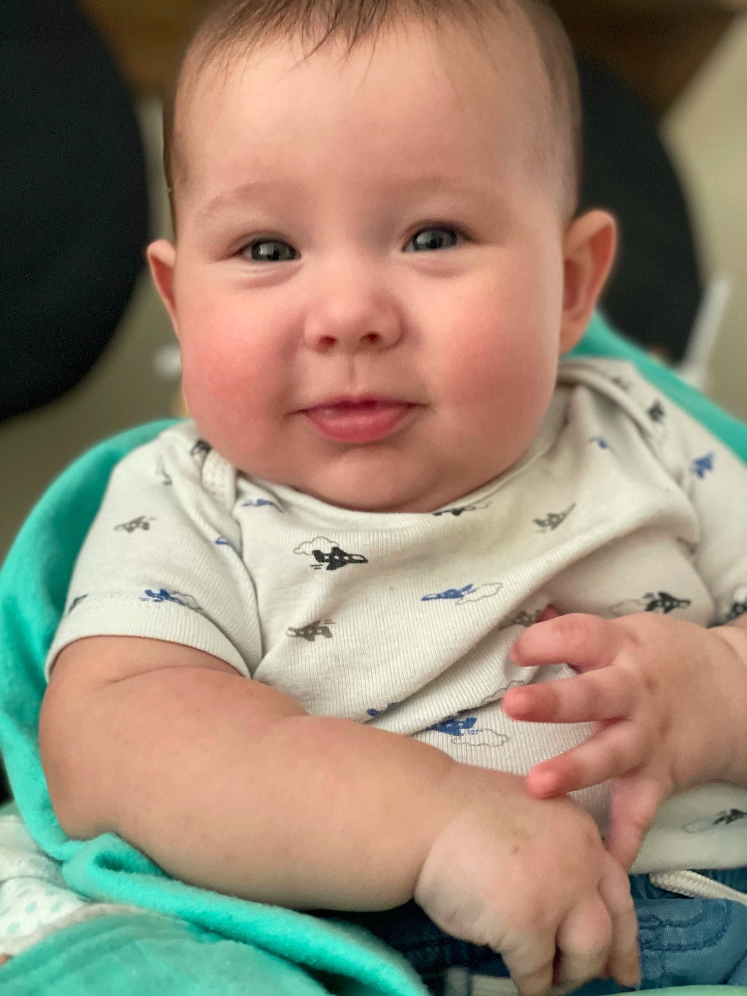 Gatsby is registered to the contest to win money with this photo: baby, baby_products, baby_toddler_clothing, cheek, child, chin, comfort, ear, eye, eyebrow, eyelash, face, finger, iris, joy, lip, nail, person, skin, teal