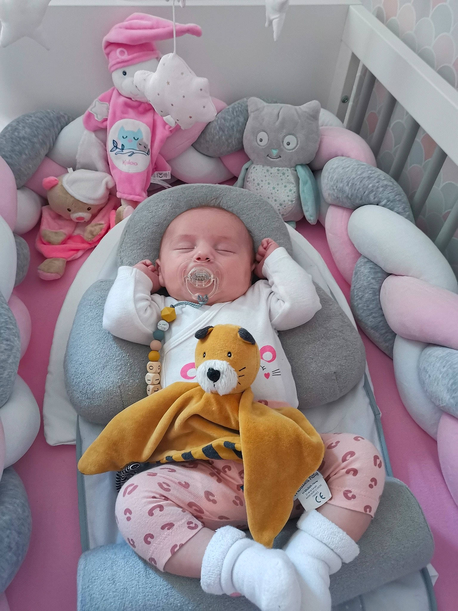 Lio a rejoint le concours — aidez-le/la à gagner de superbes lots ! baby, baby_products, baby_toys, bedding, bedtime, child, comfort, infant_bed, linens, person, pink, plush, product, room, stuffed_toy, teddy_bear, toddler, toy