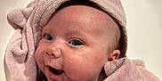 Lilly joined the competition — help win amazing prizes! baby, towel, pink, hood, bathtub, smiling, face, cute, child, skin, wrapped, happy, indoors, infant, head, person, soft, texture, closeup, eyes