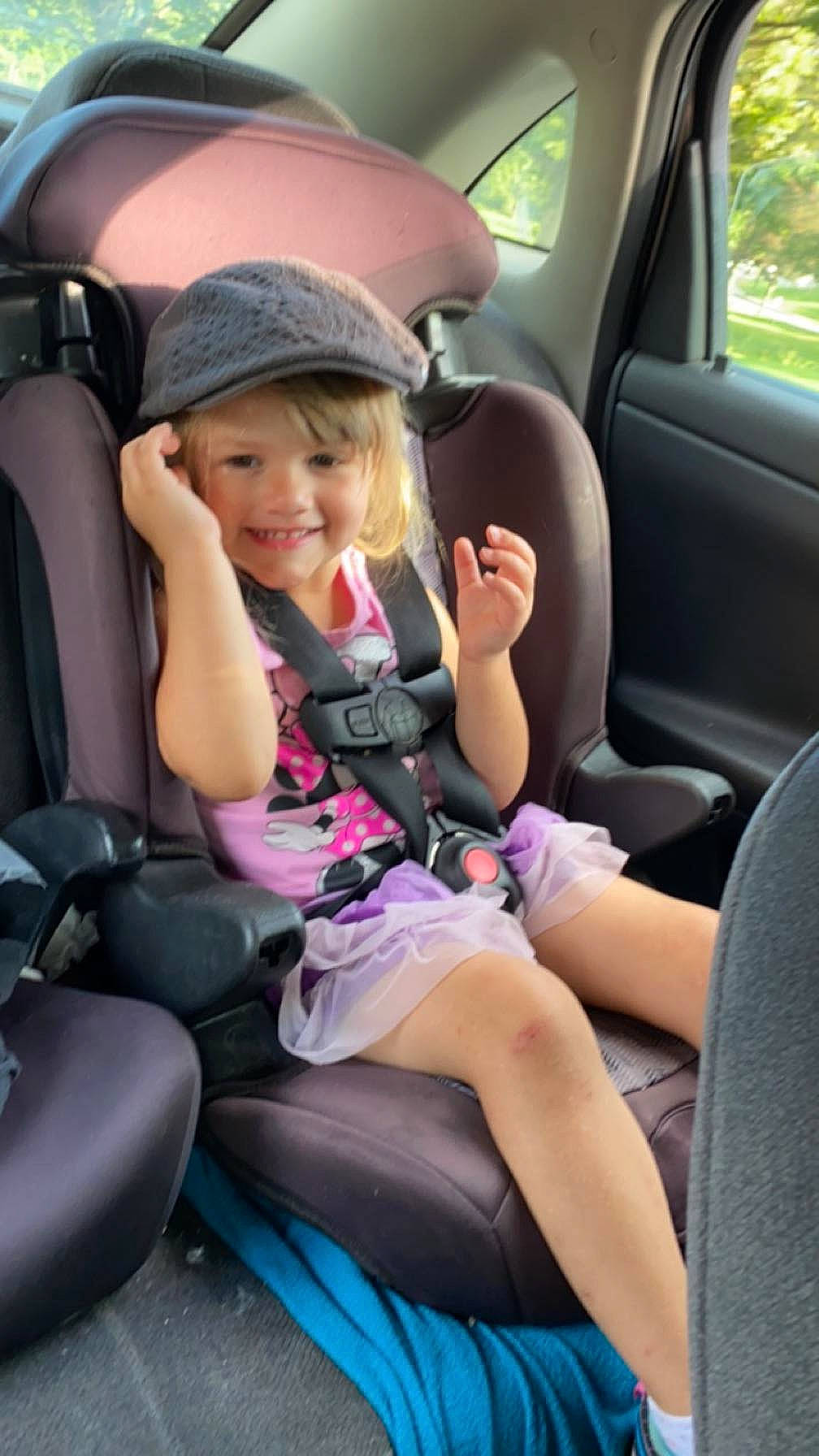 Coraline joined the competition — help win amazing prizes! auto_part, automotive_design, car, car_seat, car_seat_cover, comfort, head_restraint, headwear, joy, leisure, mode_of_transport, motor_vehicle, person, plant, seat_belt, smile, steering_part, steering_wheel, toddler, travel