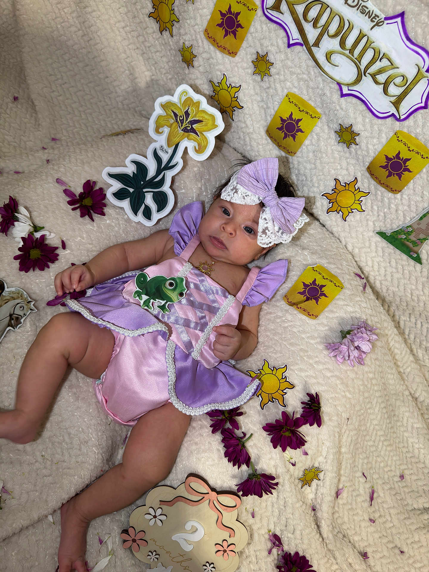 Nahara joined the competition — help win amazing prizes! baby, blanket, bow, cute, decor, flowers, girl, hand, headband, infant, legs, lying_down, milestone_plaque, paper_cutouts, pink, portrait, purple_dress, skin, sun_stickers, toddler_prop