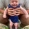 baby, child, smiling, person, hands, boots, red_boots, outdoor, plants, grass, blue_outfit, fireworks_pattern, legs, feet, adult, casual_clothing, nature, funny, cute, portrait