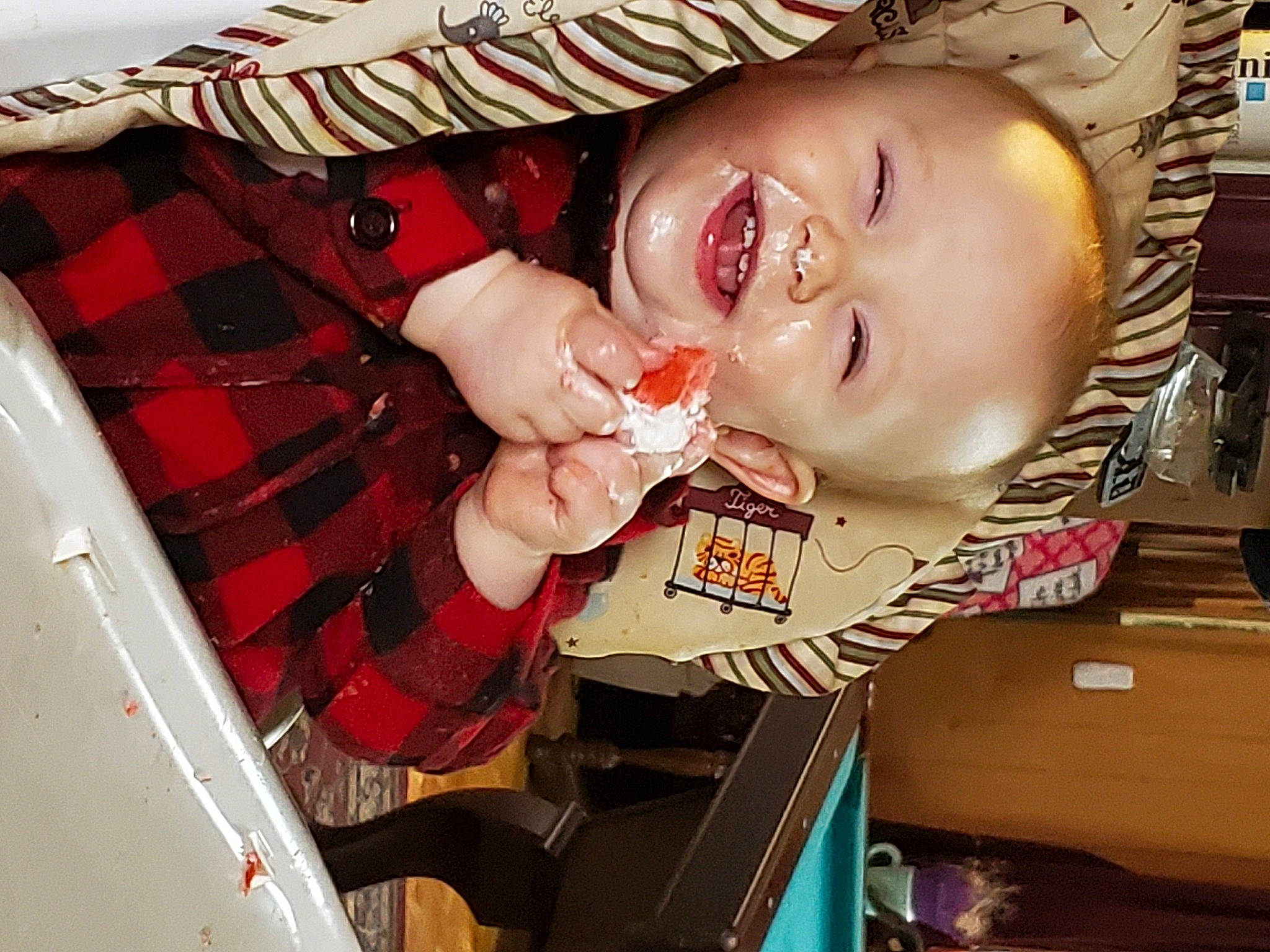 Diana is registered to the contest to win money with this photo: baby, baby_laughing, baby_toddler_clothing, cheek, child, eye, eyelash, finger, fun, happy, mouth, nail, pattern, person, plaid, sleeve, smile, tartan, thumb, toddler