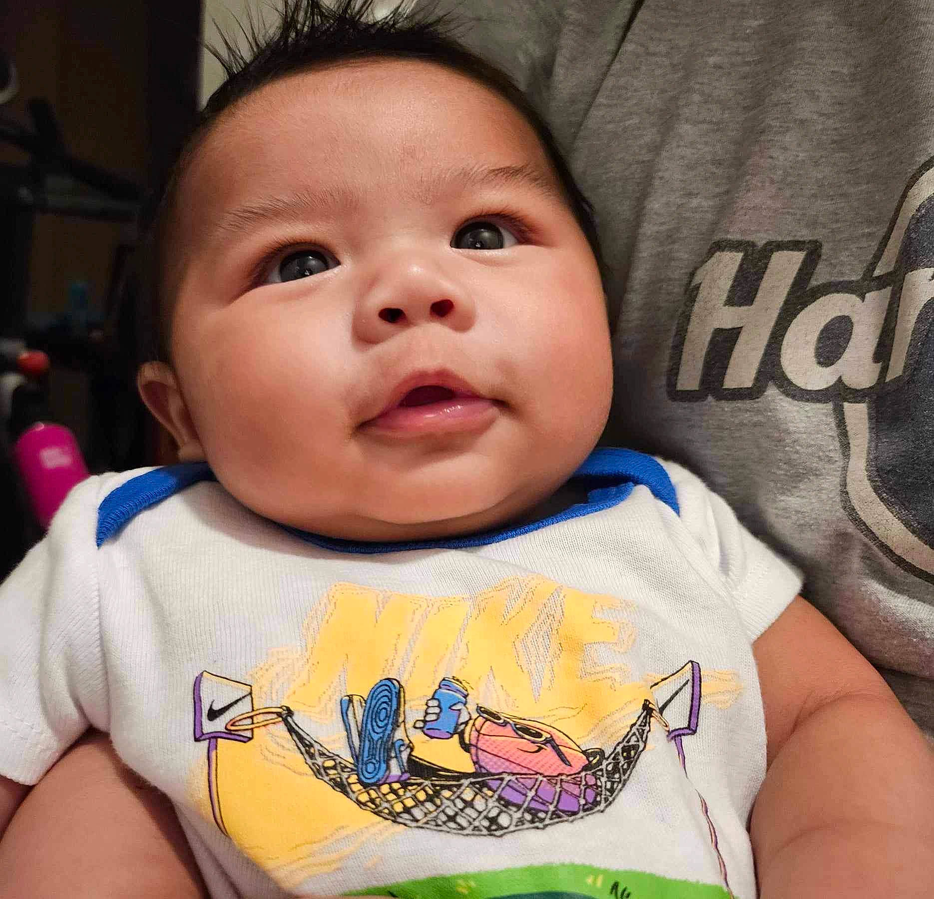 Luther joined the competition — help win amazing prizes! baby_toddler_clothing, cheek, chin, ear, eye, eyebrow, eyelash, facial_expression, forehead, happy, head, iris, lip, mammal, mouth, nose, person, skin, sleeve, t_shirt