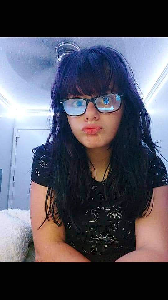Bailey is registered to the contest to win money with this photo: bangs, black_hair, cool, electric_blue, eyelash, eyewear, flash_photography, glasses, happy, hime_cut, jaw, layered_hair, lip, long_hair, mouth, neck, person, purple, shoulder, step_cutting