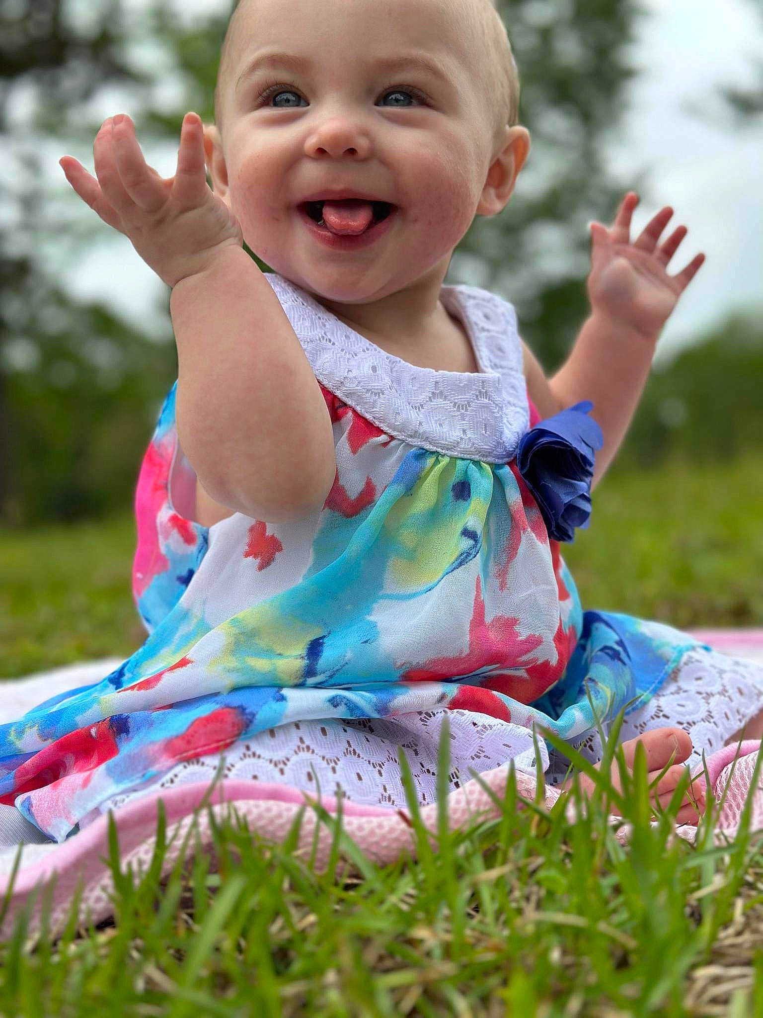 Laynagrace joined the competition — help win amazing prizes! baby, baby_toddler_clothing, beauty, child, facial_expression, fun, grass, happy, joy, leisure, meadow, people_in_nature, person, photograph, pink, plant, sitting, skin, smile, summer