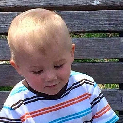 Landen joined the competition — help win amazing prizes! baby, baby_toddler_clothing, cheek, child, eye, fun, grass, hair, hairstyle, happy, leisure, nose, person, play, recreation, sitting, sleeve, smile, t_shirt, toddler