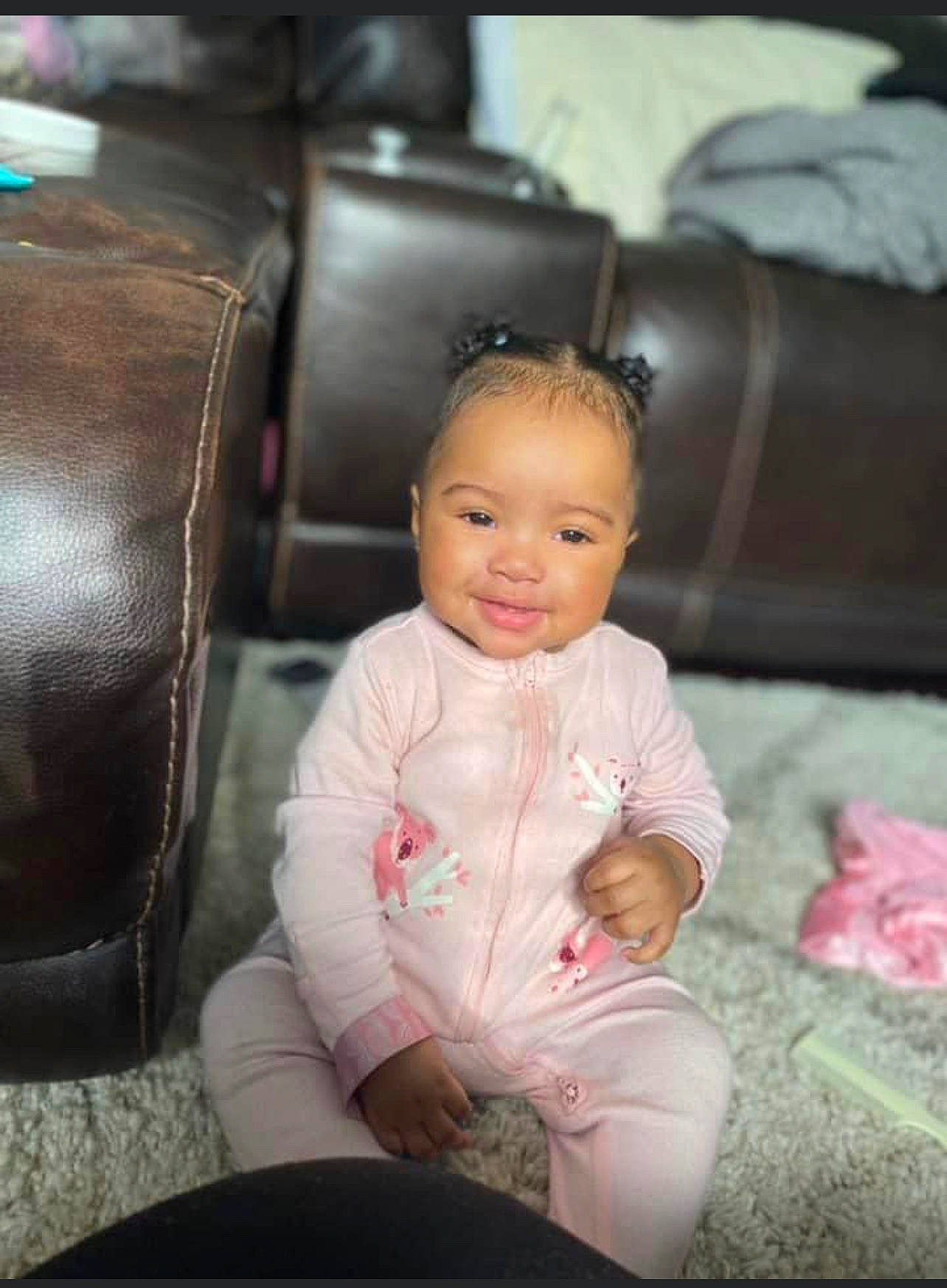 Zuri joined the competition — help win amazing prizes! auto_part, automotive_design, baby, baby_toddler_clothing, car_seat, chair, child, comfort, flash_photography, flooring, fun, happy, head, living_room, luxury_vehicle, magenta, person, room, sitting, smile