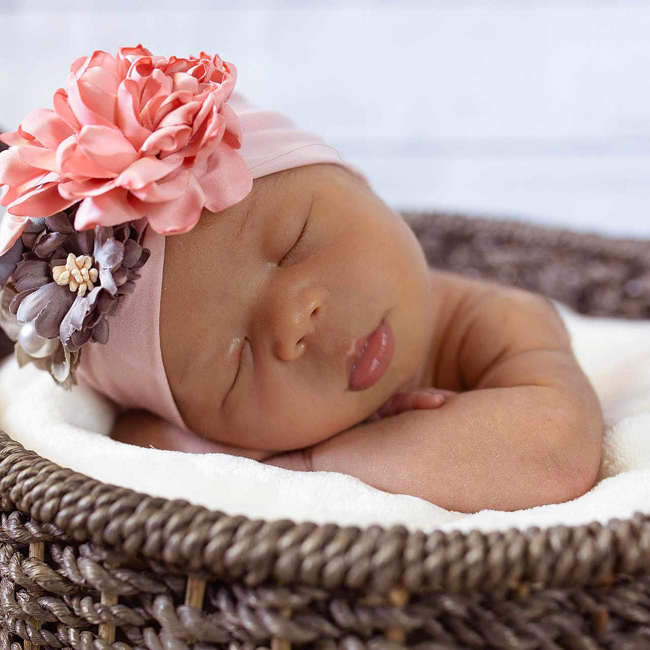 Joslyn joined the competition — help win amazing prizes! baby, baby_bloomers, baby_products, baby_sleeping, basket, beanie, brown, cap, child, fashion_accessory, hair_accessory, headband, headgear, headpiece, photograph, photography, pink, product, toddler