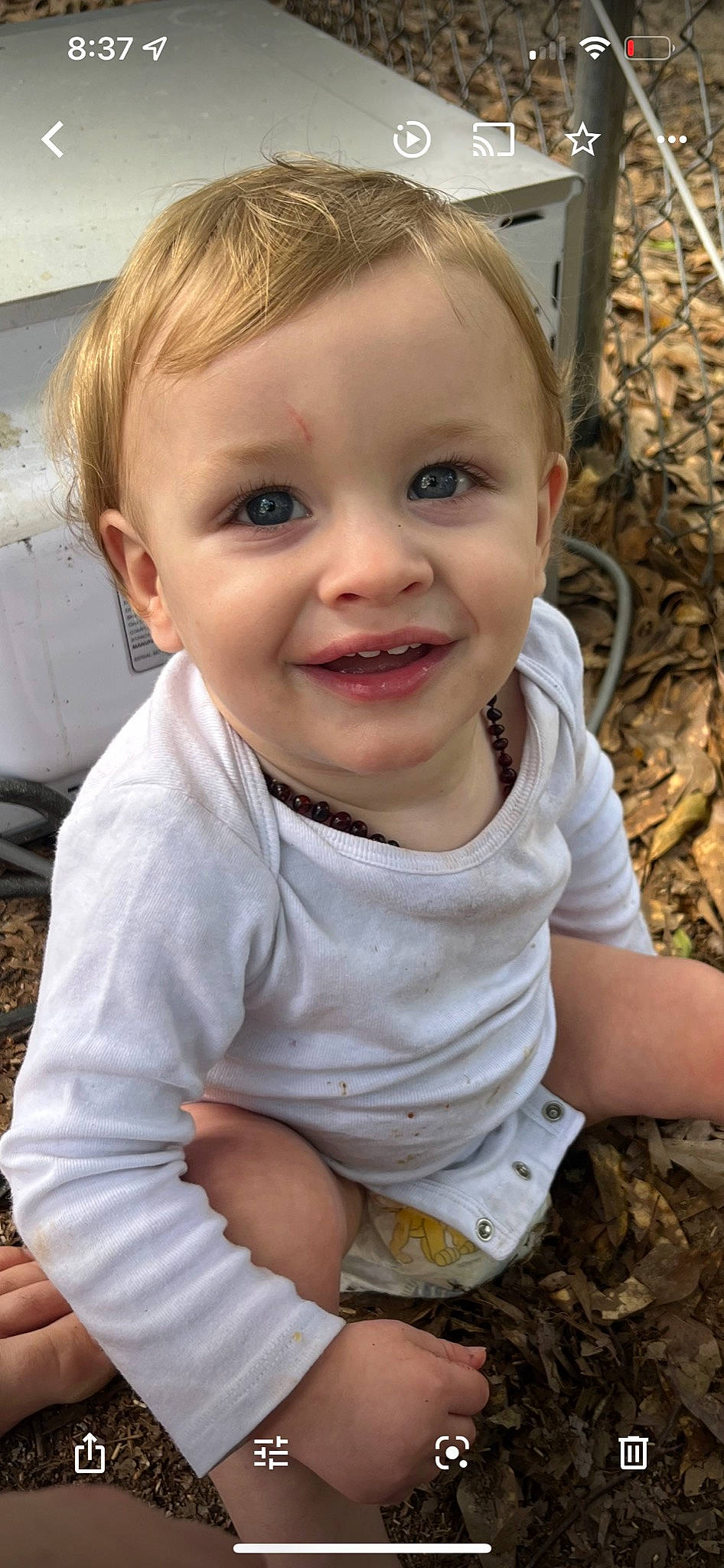 Kaden is registered to the contest to win money with this photo: baby, baby_toddler_clothing, cheek, chin, eye, finger, grass, happy, iris, joy, lip, mouth, nose, people, person, plant, skin, sleeve, smile, summer