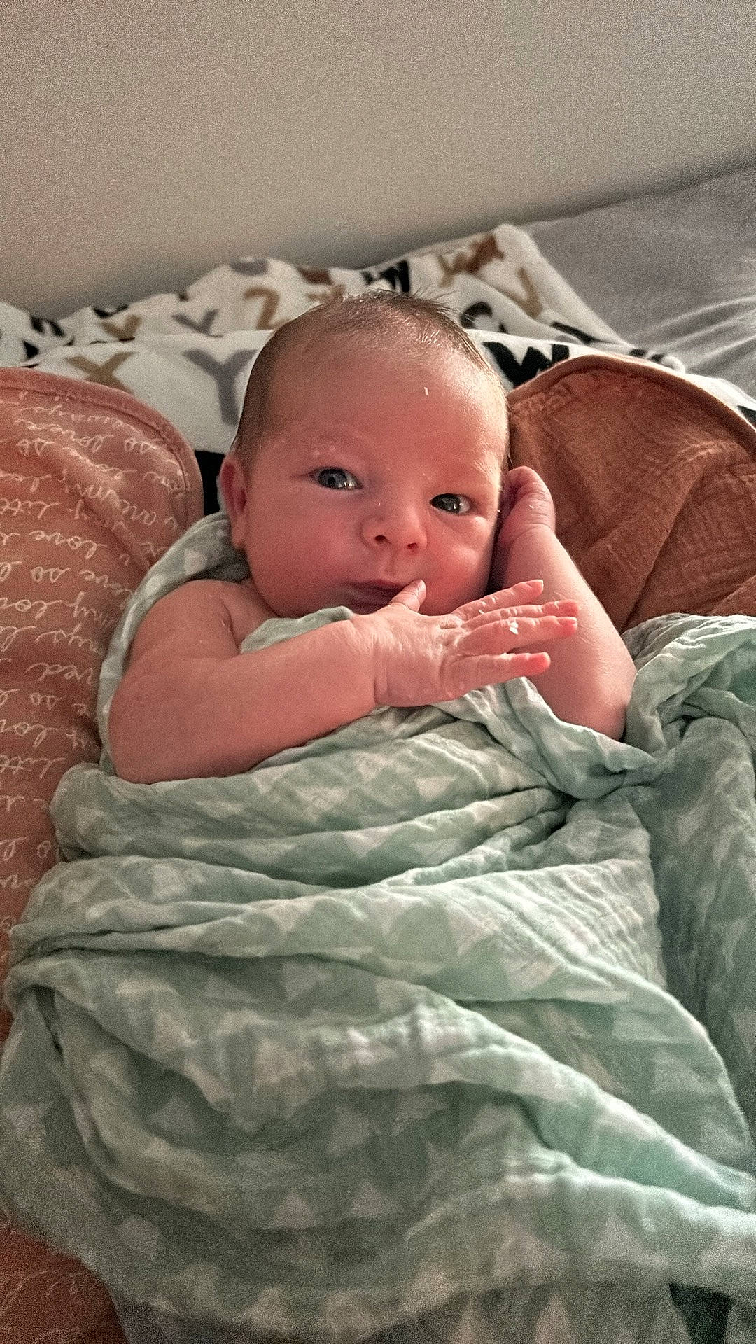 Henry is registered to the contest to win money with this photo: baby, baby_products, baby_toddler_clothing, bedding, bedtime, cheek, child, comfort, iris, linens, mouth, nap, person, room, sitting, skin, sleep, toddler, wood