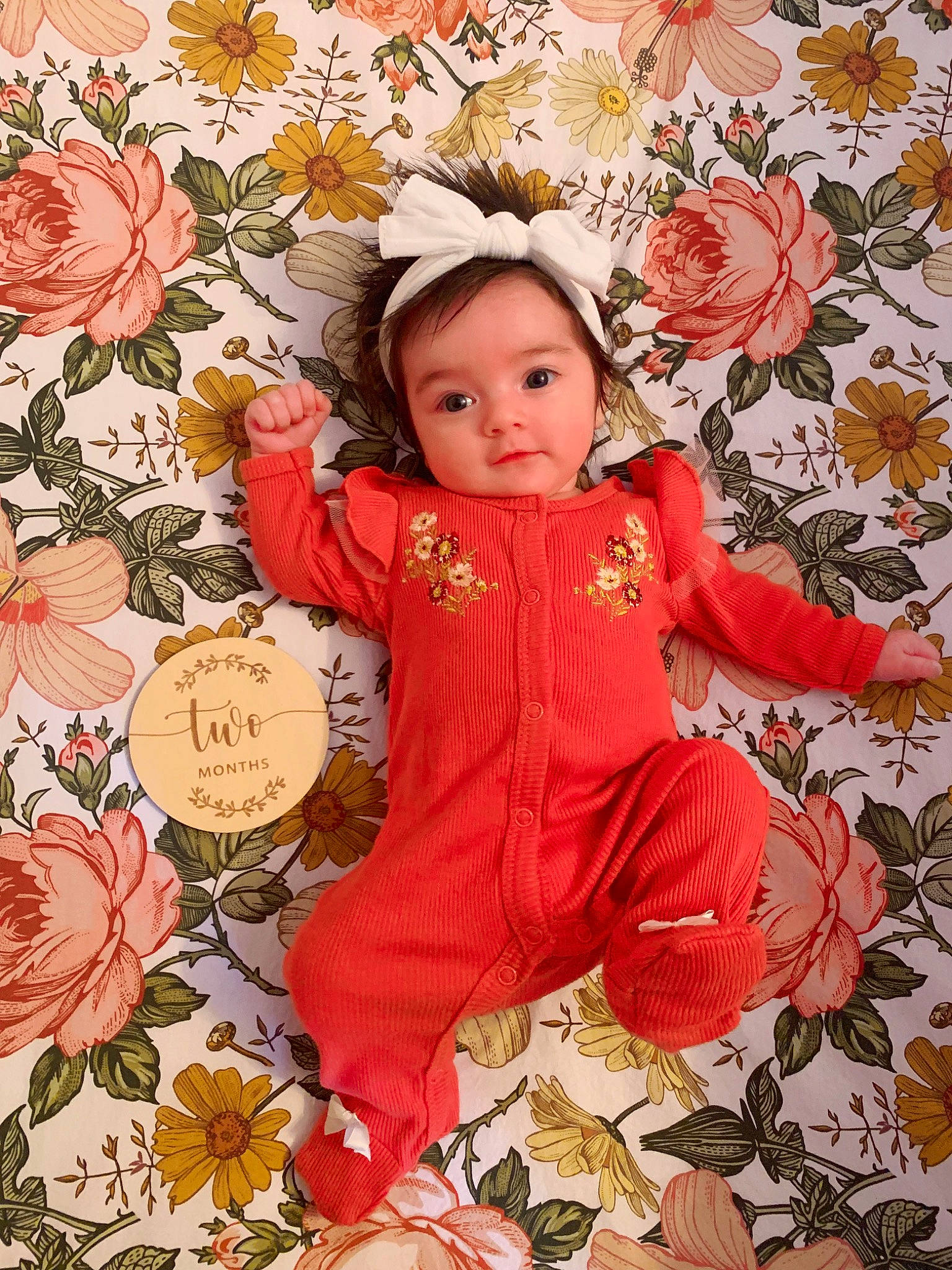 Wrenlee joined the competition — help win amazing prizes! baby, baby_toddler_clothing, beauty, child, flower, happy, leaf, mammal, orange, pattern, peach, people, people_in_nature, person, petal, pink, plant, red, sleeve, textile