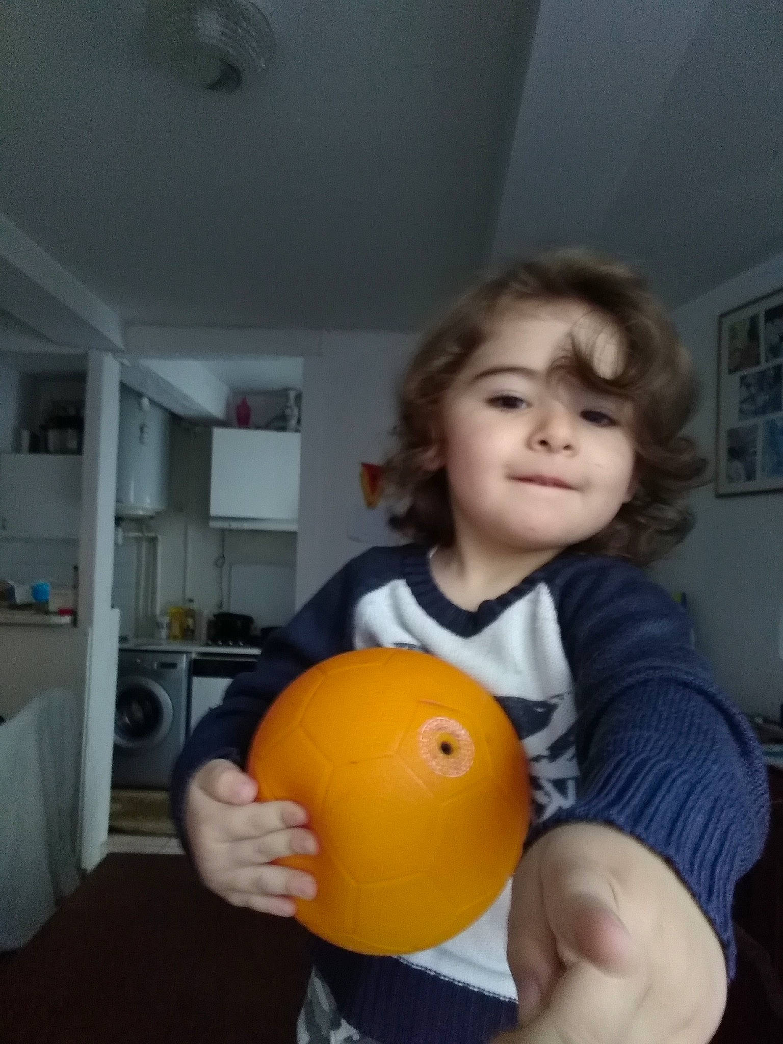 Daniel participe au concours pour gagner de l'argent avec cette photo : abdomen, ball, chin, citrus, clementine, elbow, grapefruit, happy, head, human_leg, mandarin_orange, mouth, nose, orange, person, shoulder, t_shirt, tangelo, thigh, trunk