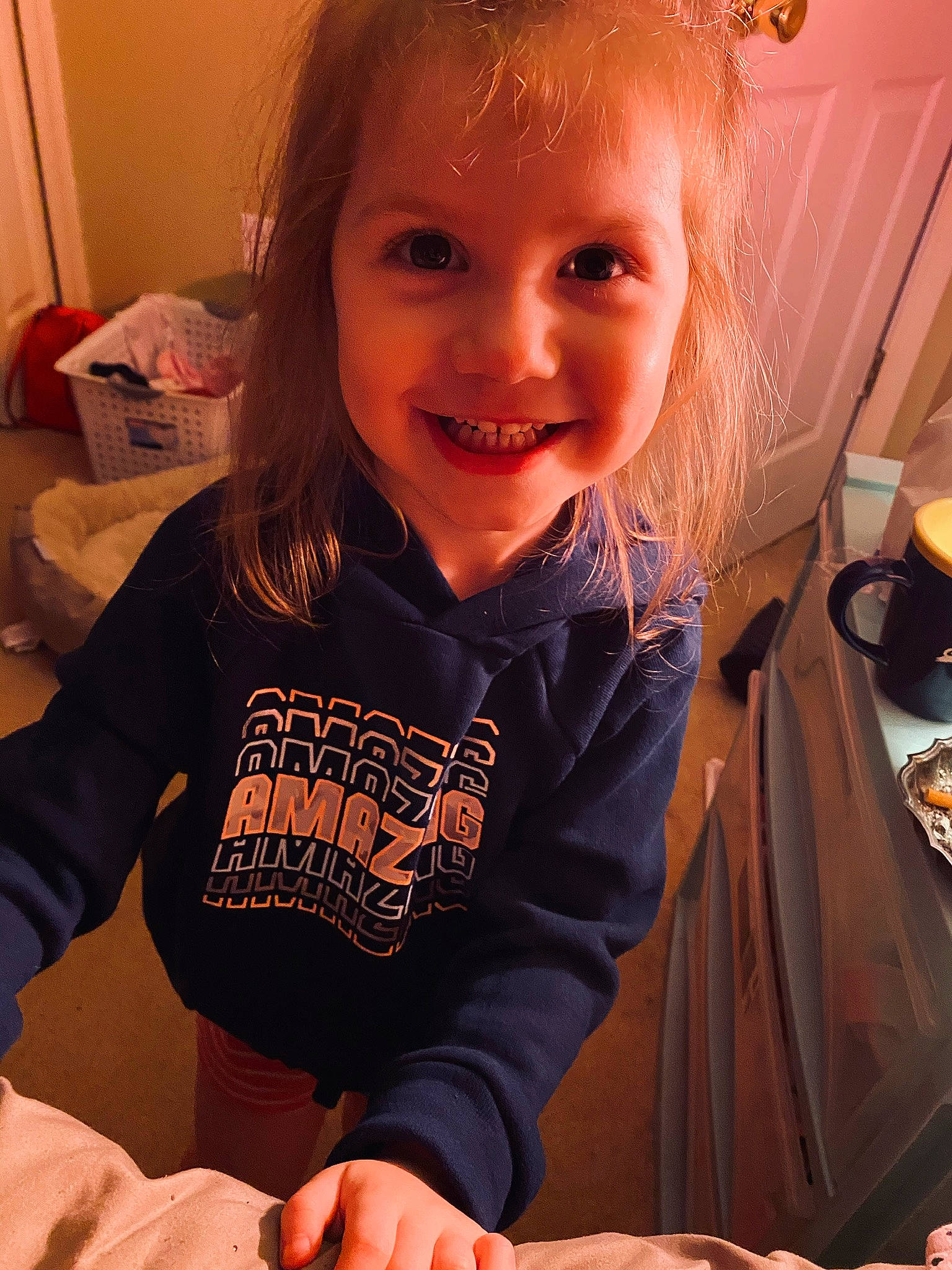 Dahlia joined the competition — help win amazing prizes! bangs, beauty, blond, chair, cheek, child, cooking, elbow, finger, fun, hairstyle, happy, joy, person, sitting, sleeve, smile, t_shirt, tableware, thumb