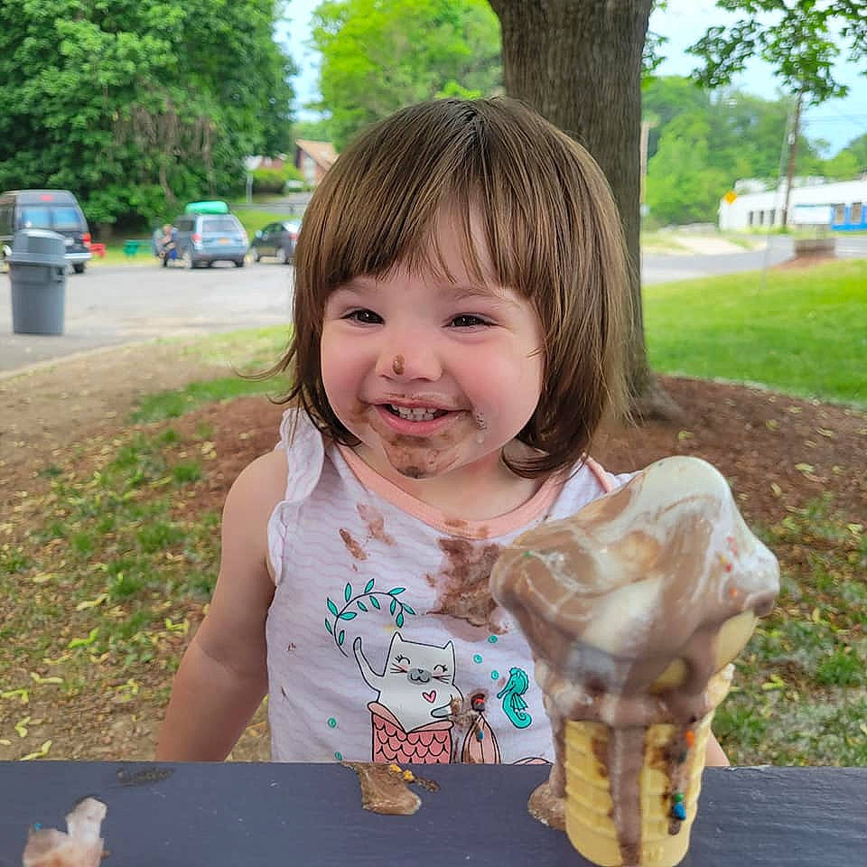 Vivian joined the competition — help win amazing prizes! bangs, car, child, dessert, food, fun, grass, green, happy, ice_cream, ice_cream_cone, joy, leisure, mammal, person, plant, smile, summer, tableware, toddler