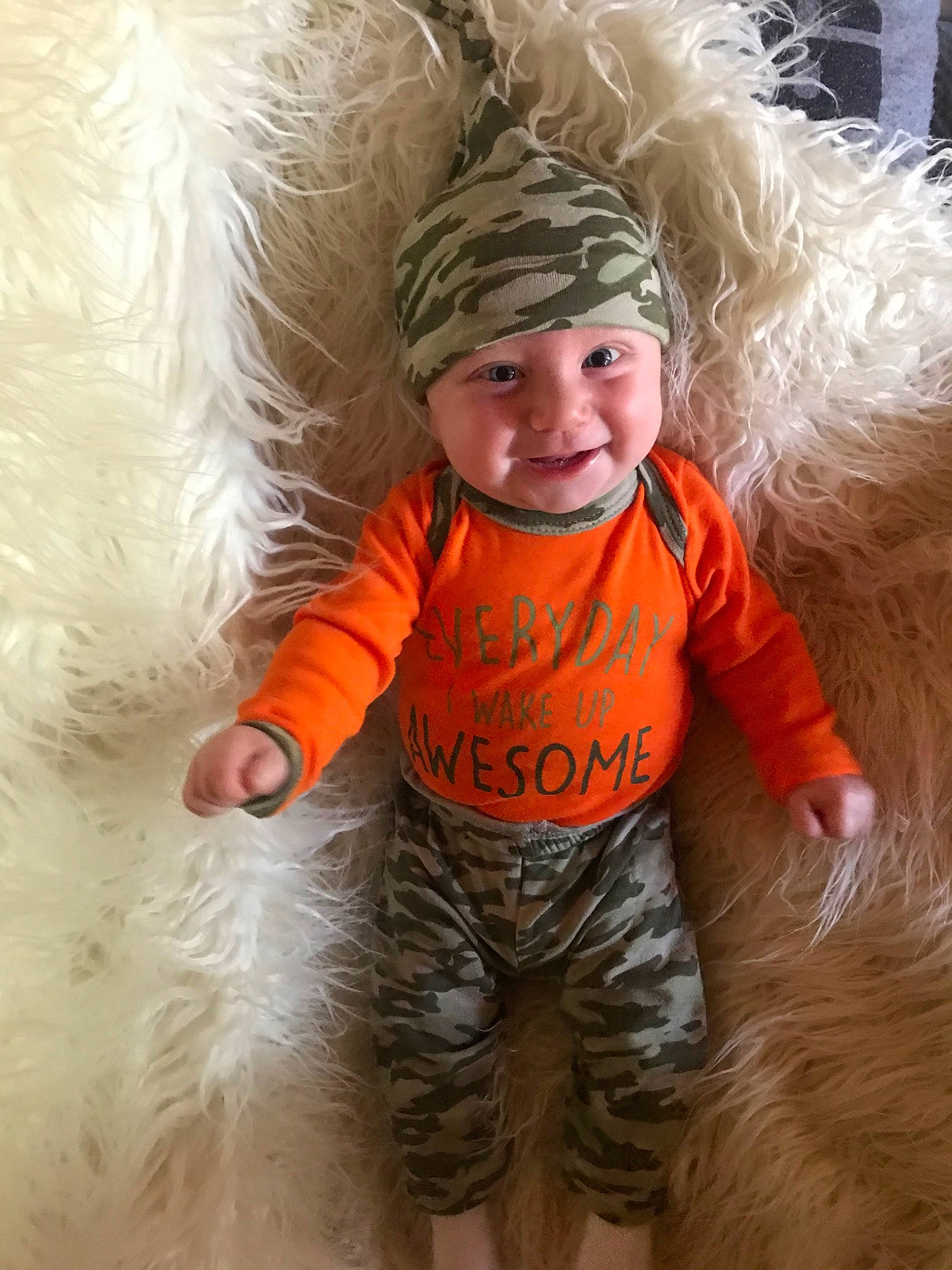 Deegan joined the competition — help win amazing prizes! child, child_model, costume, fun, fur, hair_accessory, headgear, headwear, joy, person, smile, toddler, wool