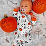 Isaiah joined the competition — help win amazing prizes! baby, infant, pacifier, onesie, halloween, pumpkin, fall, blanket, spiderweb, ghost, bat, candy_corn, orange, black, white, cute, lying_down, holiday, autumn, celebration