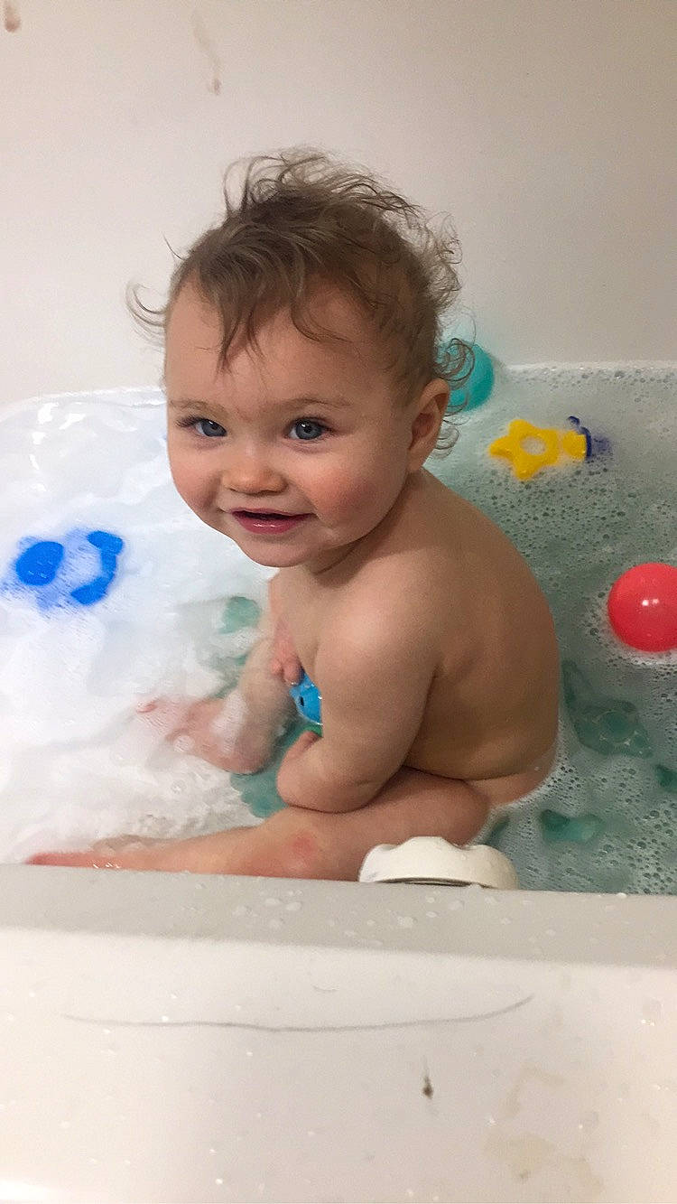 Ayviyannah is registered to the contest to win money with this photo: aqua, baby, baby_bathing, bathing, bathroom, bathtub, blue, cheek, chest, child, eyebrow, fluid, fun, iris, muscle, organ, person, plumbing, product, skin