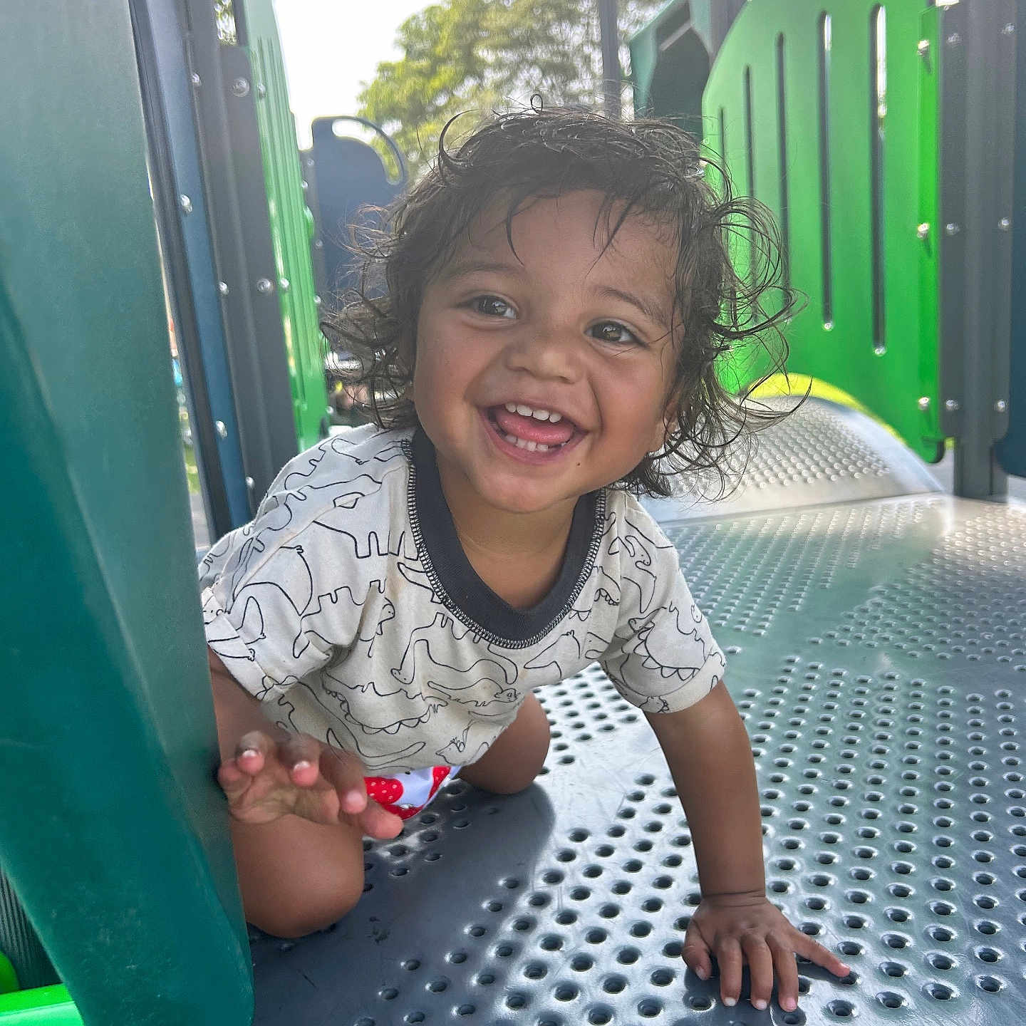 Eclipse is registered to the contest to win money with this photo: child, crawling, face, female, girl, grass, happy, head, laughing, nature, outdoorplayarea, outdoors, park, person, photography, plant, playarea, portrait, slide, toy