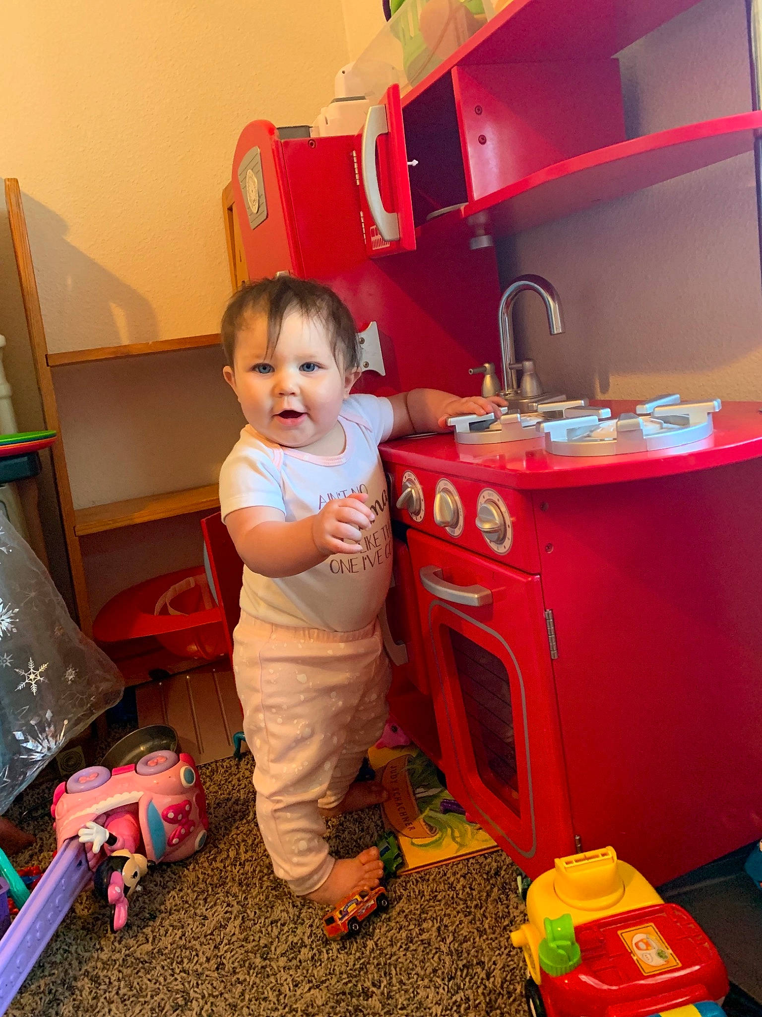 Emmarie joined the competition — help win amazing prizes! baby, child, fun, furniture, person, pink, play, playset, red, room, skin, toddler, toy