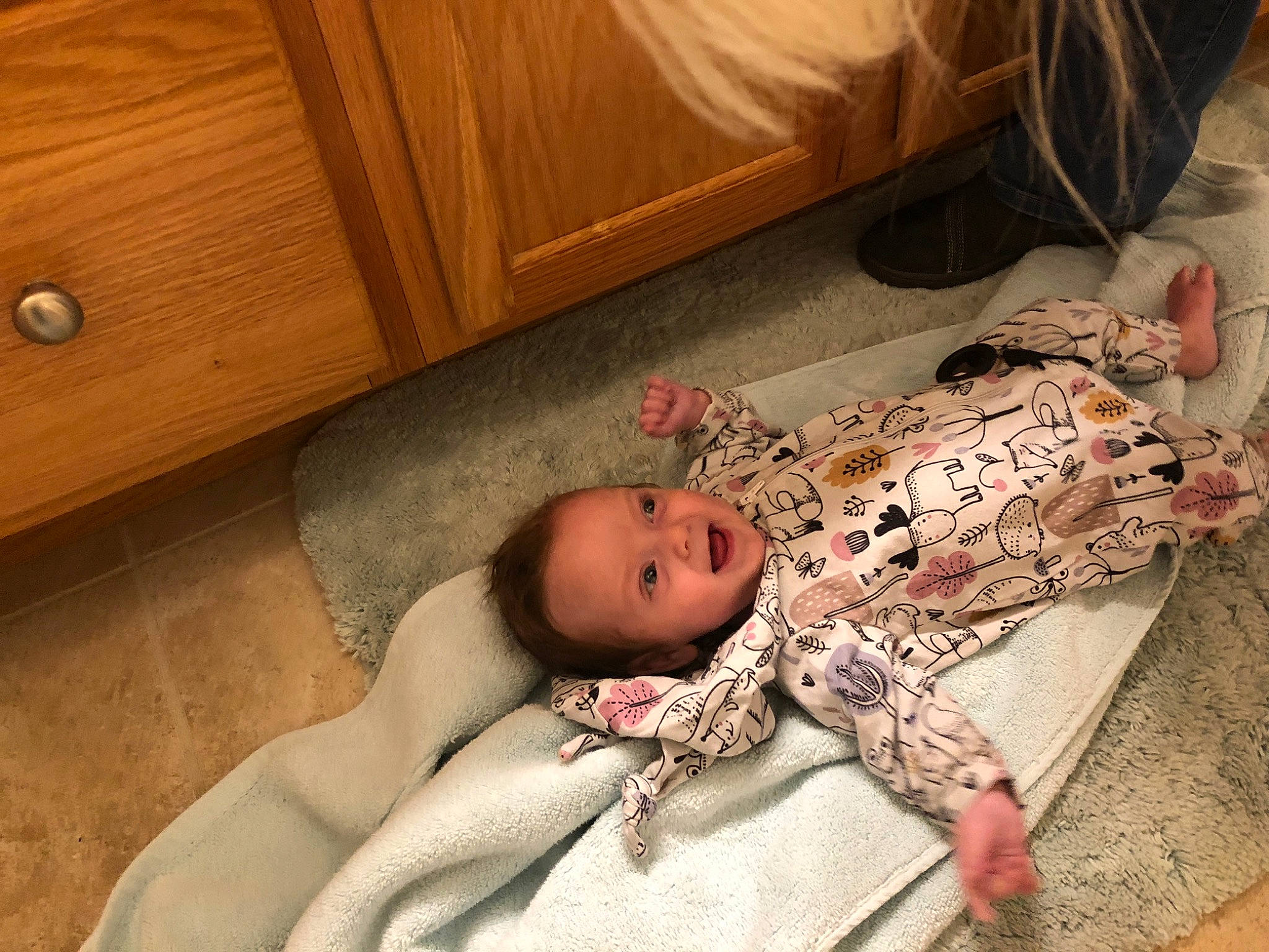 Marlow joined the competition — help win amazing prizes! baby, bedtime, child, leg, person