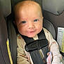 Delilah Rose Knight is registered to the contest to win money with this photo: baby, bright_eyes, car_seat, child, closeup, clothing, comfort, cute, fabric_tag, face, hand, indoor, infant, patterned_onesie, portrait, safety_harness, seatbelt, secure, smile, young_child