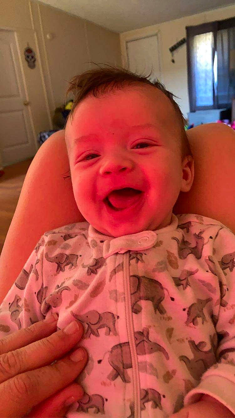 Brayden is registered to the contest to win money with this photo: baby, baby_laughing, cheek, chin, comfort, door, eye, eyebrow, facial_expression, finger, happy, iris, lip, mouth, nose, person, pink, skin, smile, toddler