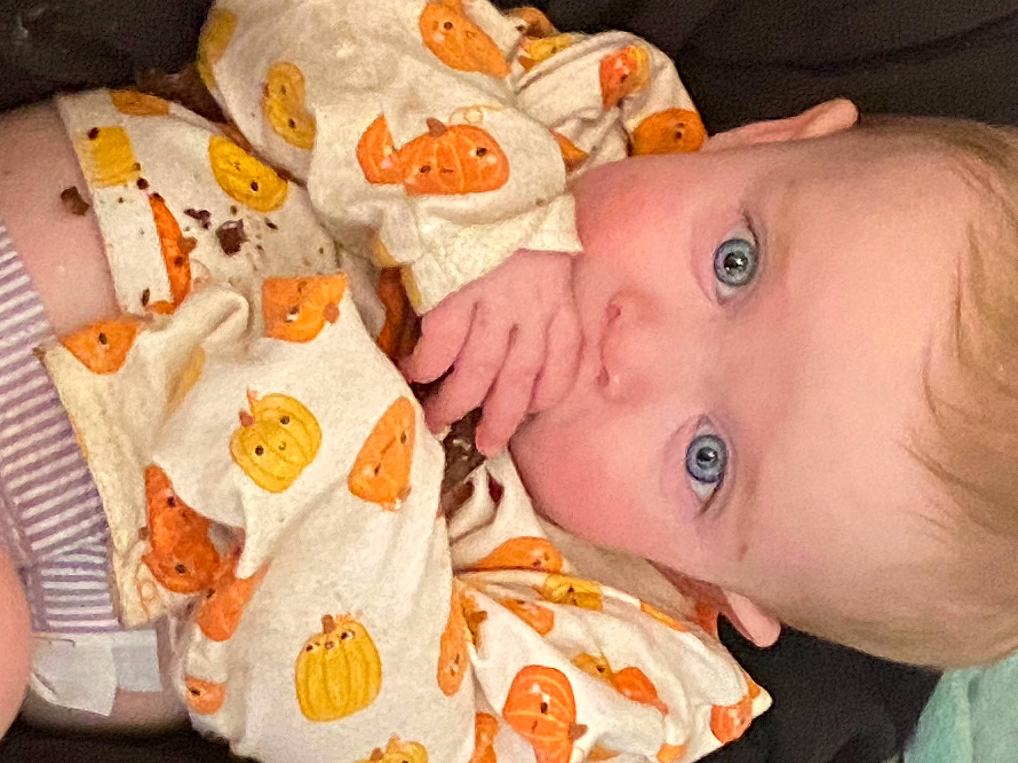 Waylon is registered to the contest to win money with this photo: baby, baby_products, baby_toddler_clothing, cheek, child, chin, eyebrow, eyelash, fun, happy, iris, linens, lip, mouth, nose, orange, pattern, person, product, skin