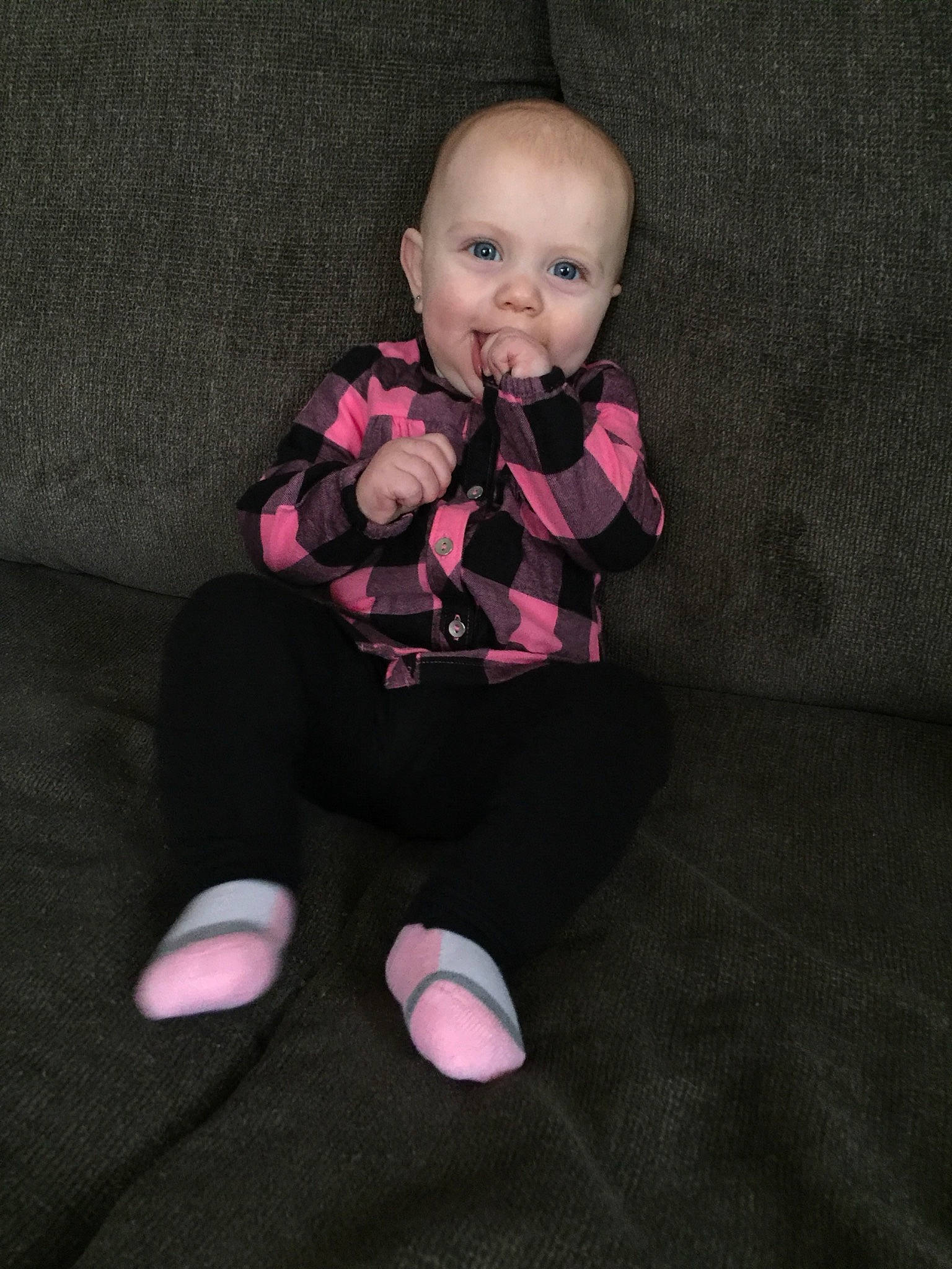 Kendra joined the competition — help win amazing prizes! black, child, fun, girl, human, infant, person, pink, product, purple, sitting, skin, smile, textile, toddler